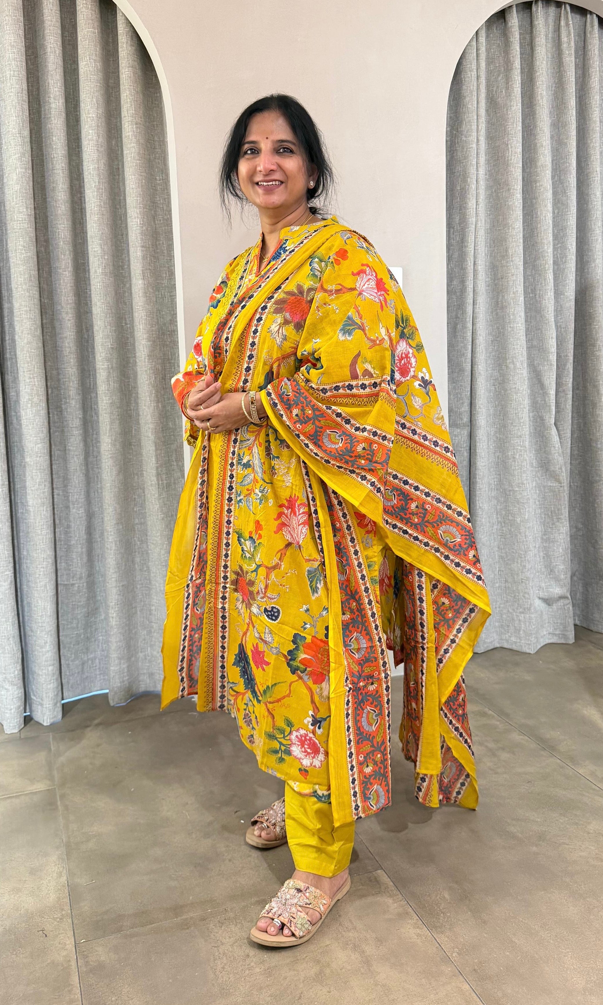 Yellow FLORAL kurta set