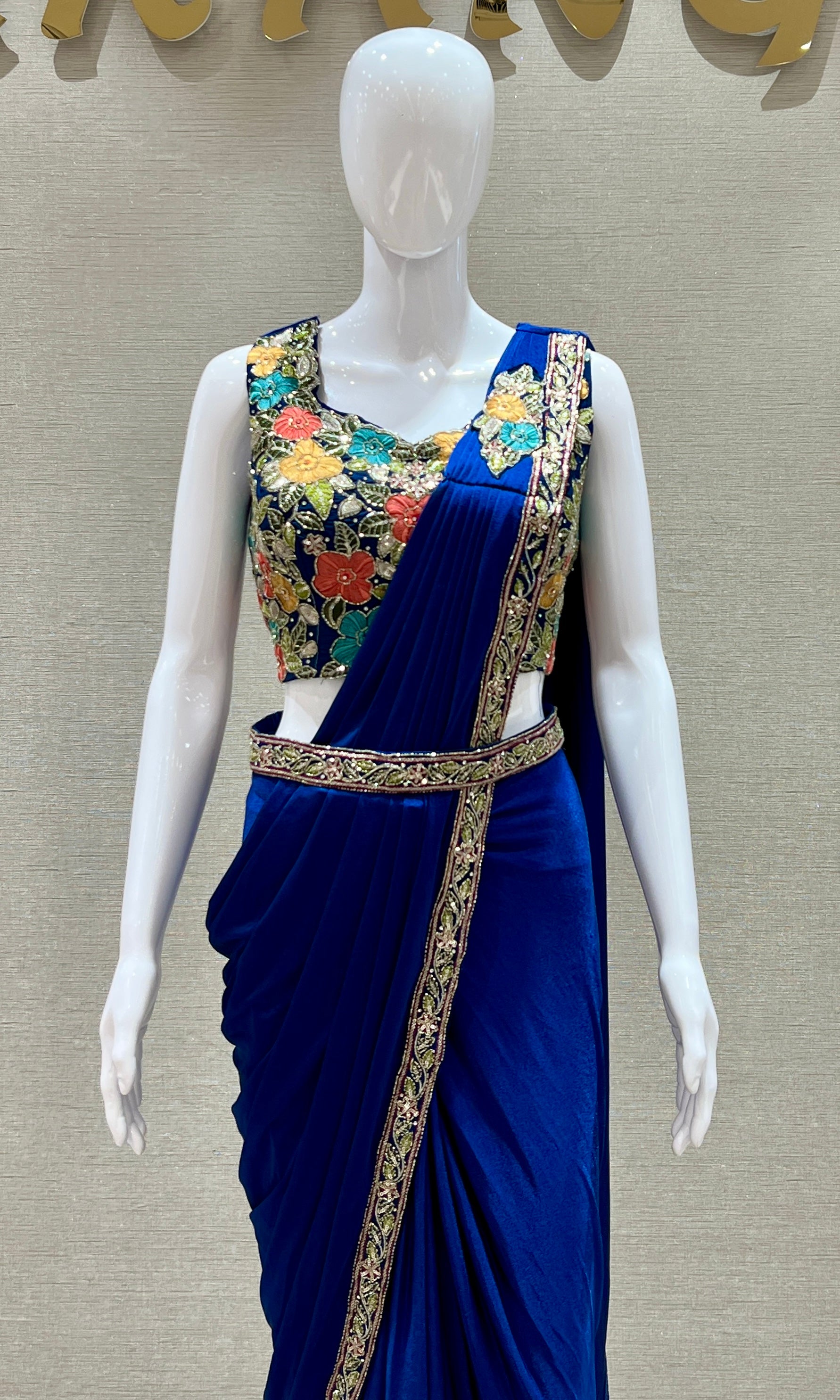 Blue one minute saree