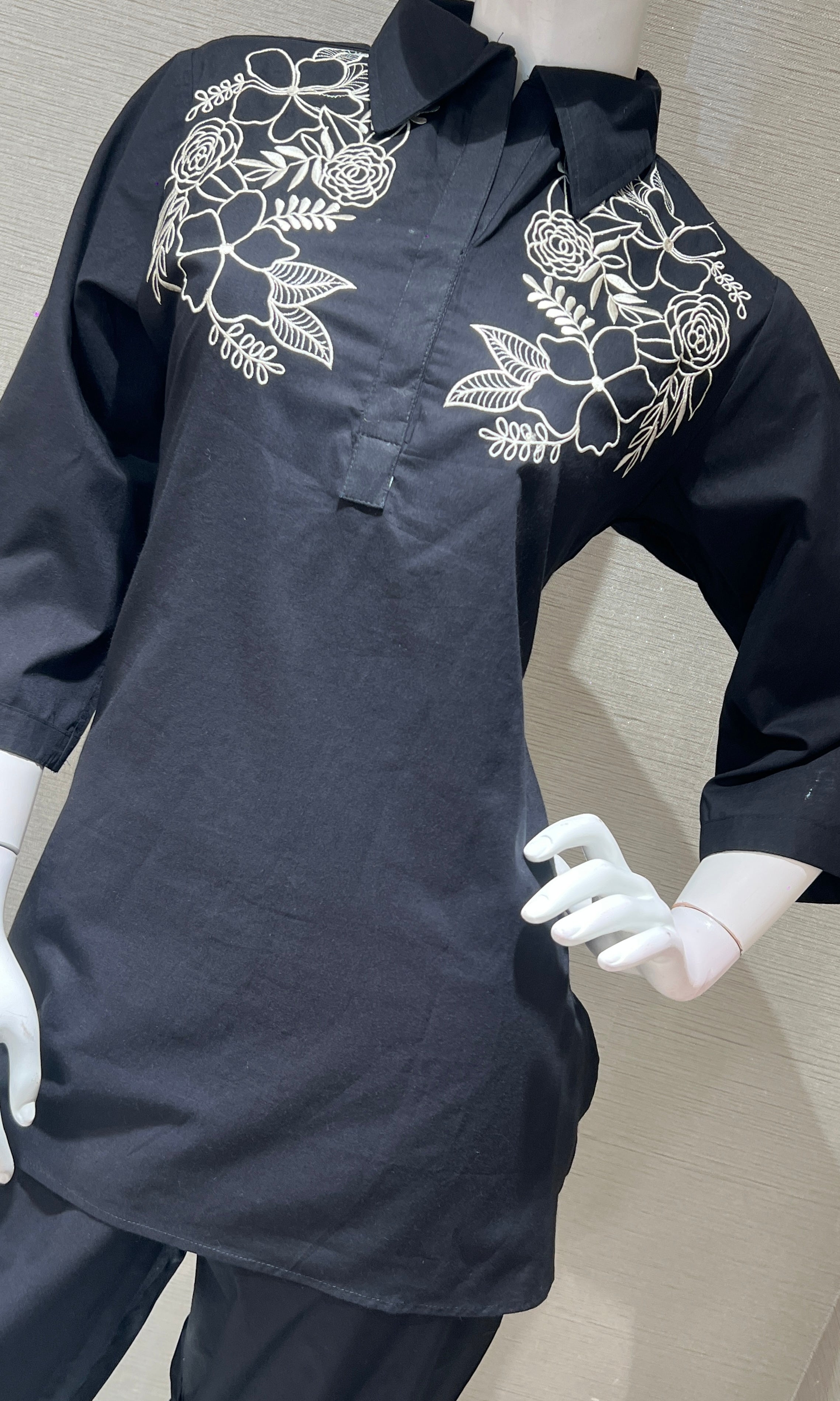 Black Ivory Floral Cord set