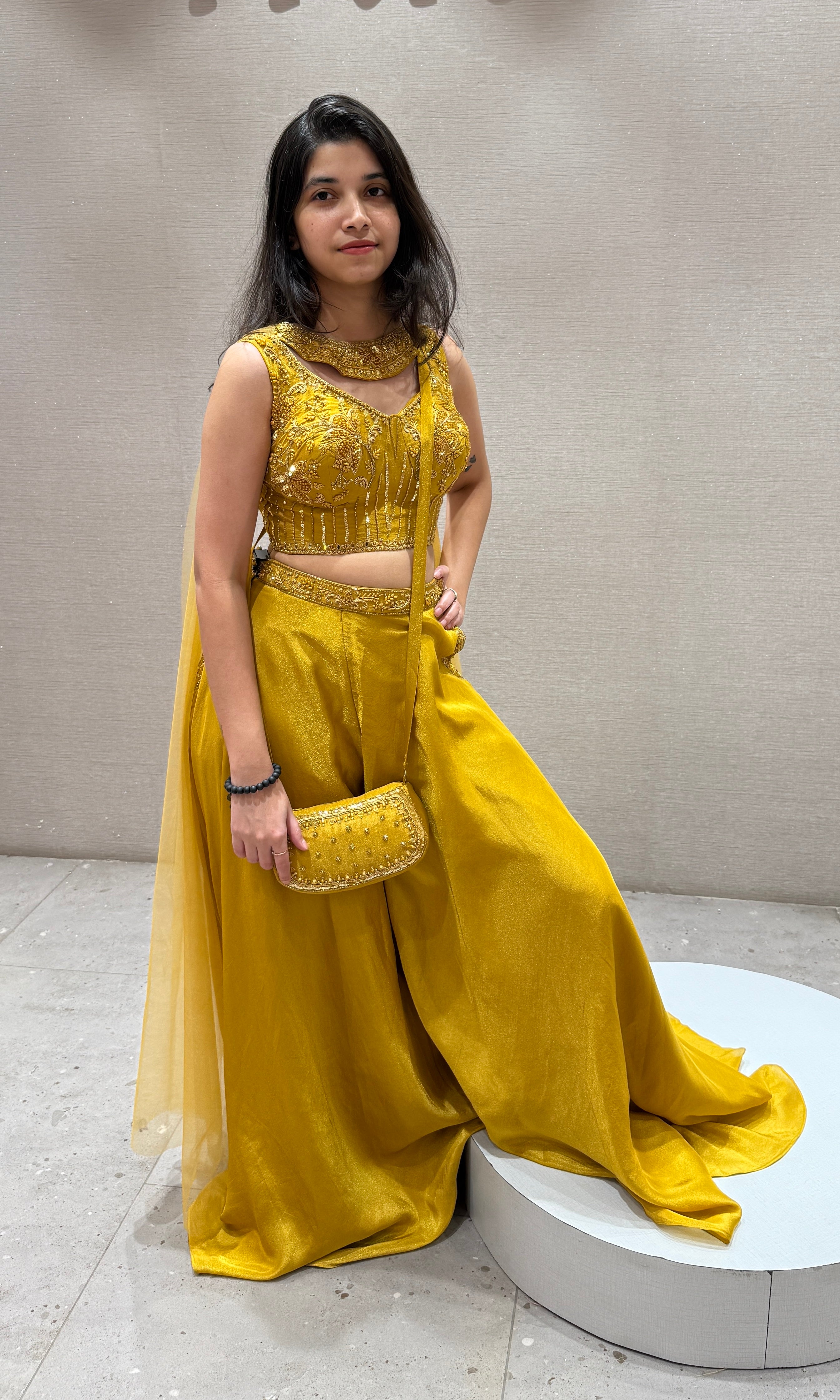 Mustard Yellow Sharara with Golden Glow BLOUSE