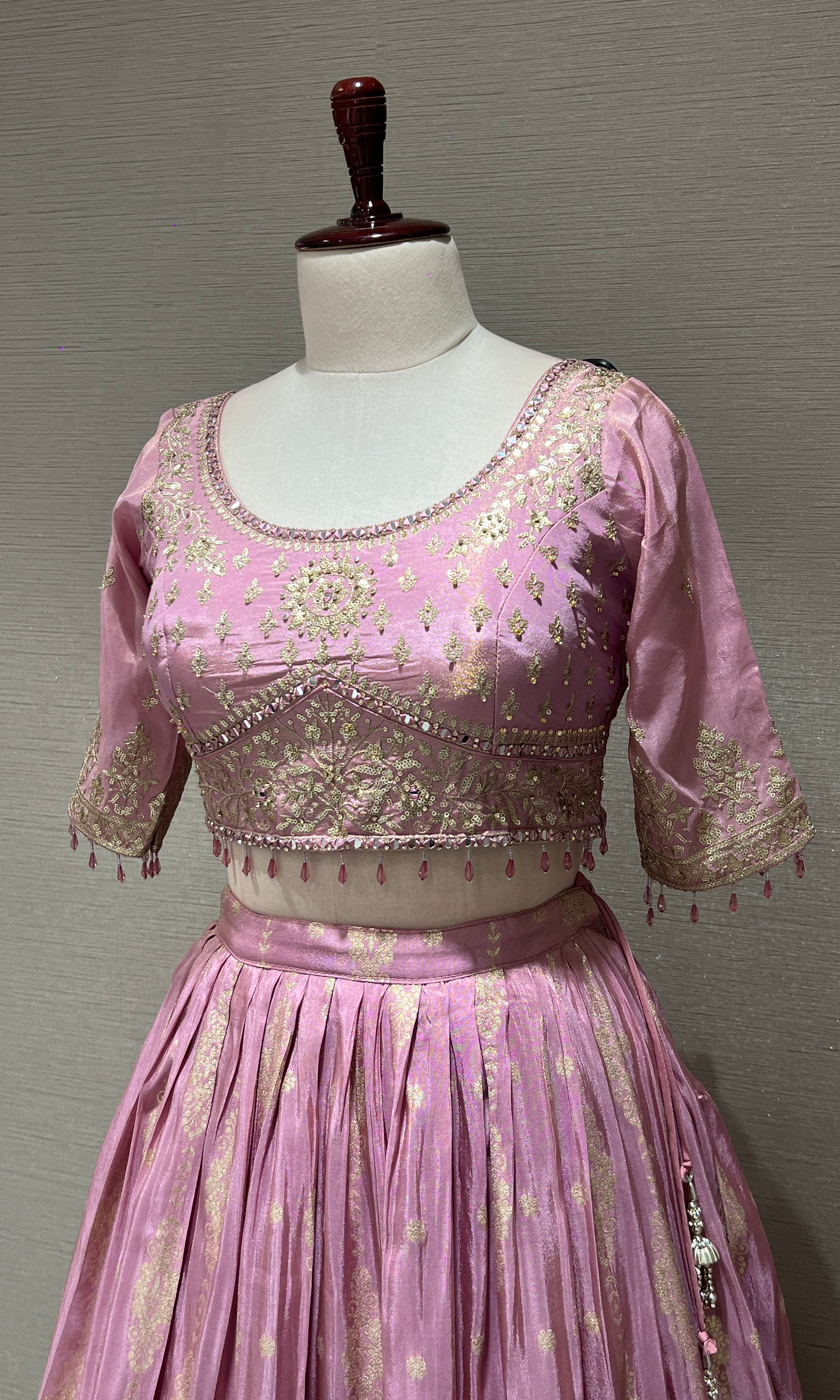 Blush Pink Lehenga with Golden embroidery