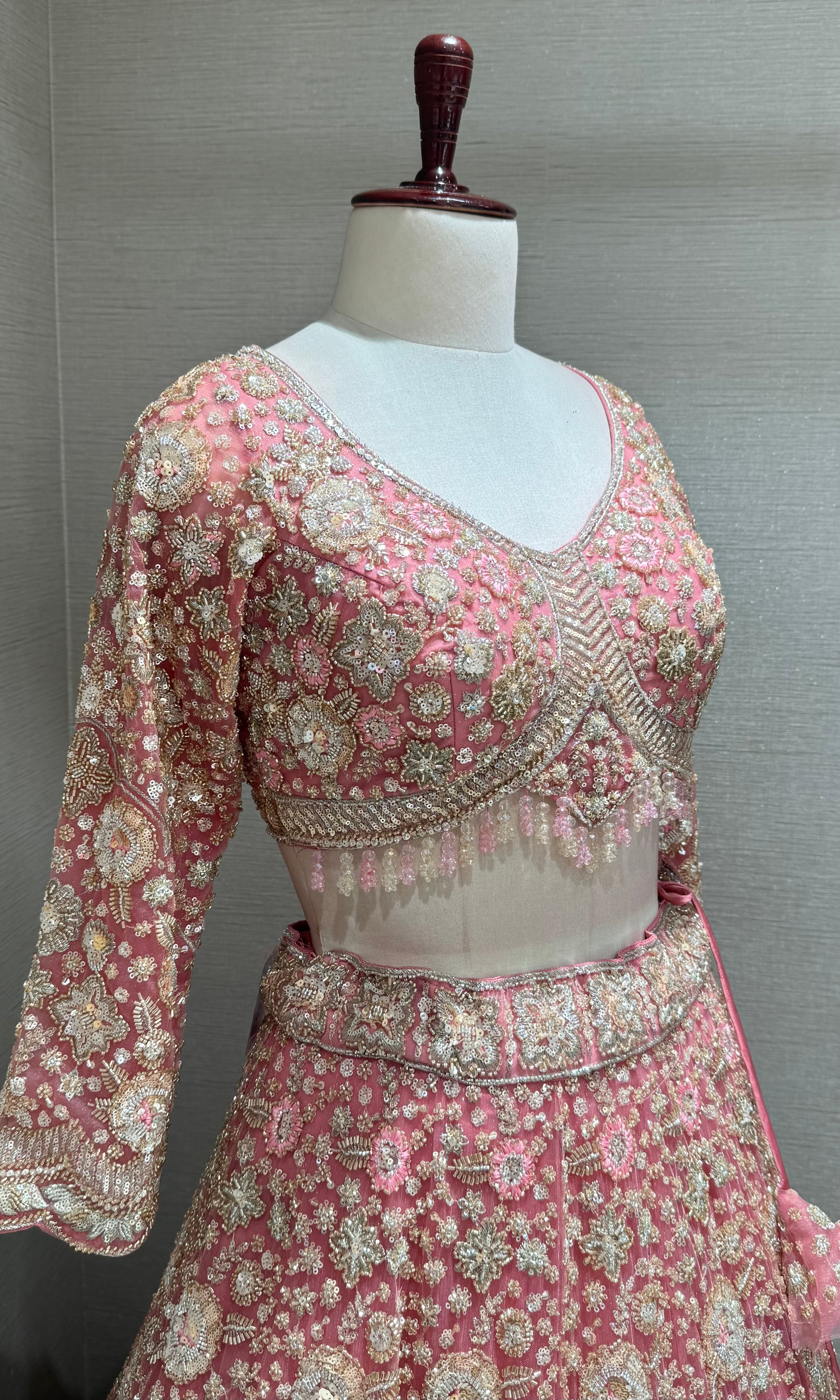Blush Pink Gold Embellished bridal Lehenga