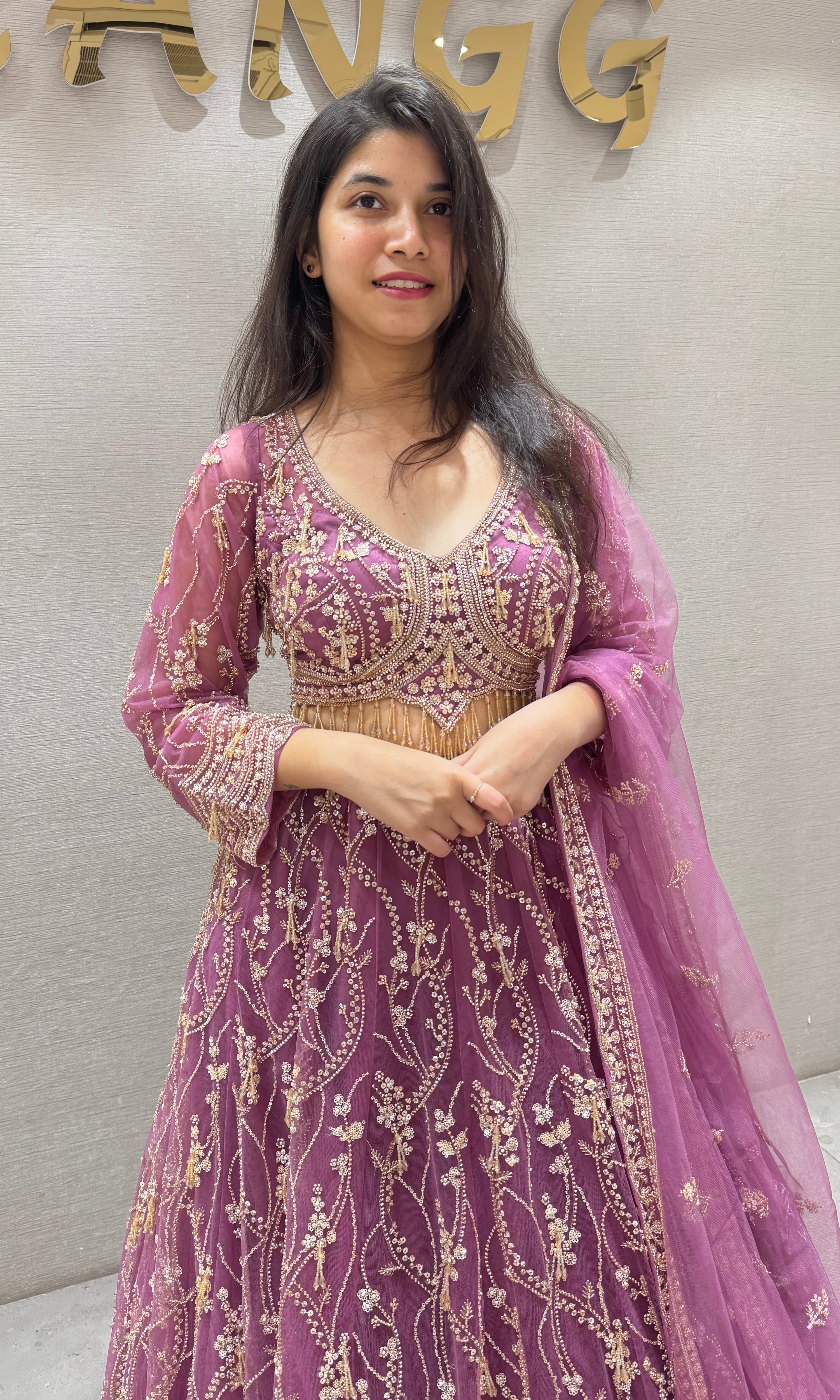 Purple GOLDEN EMBROIDERED lehenga