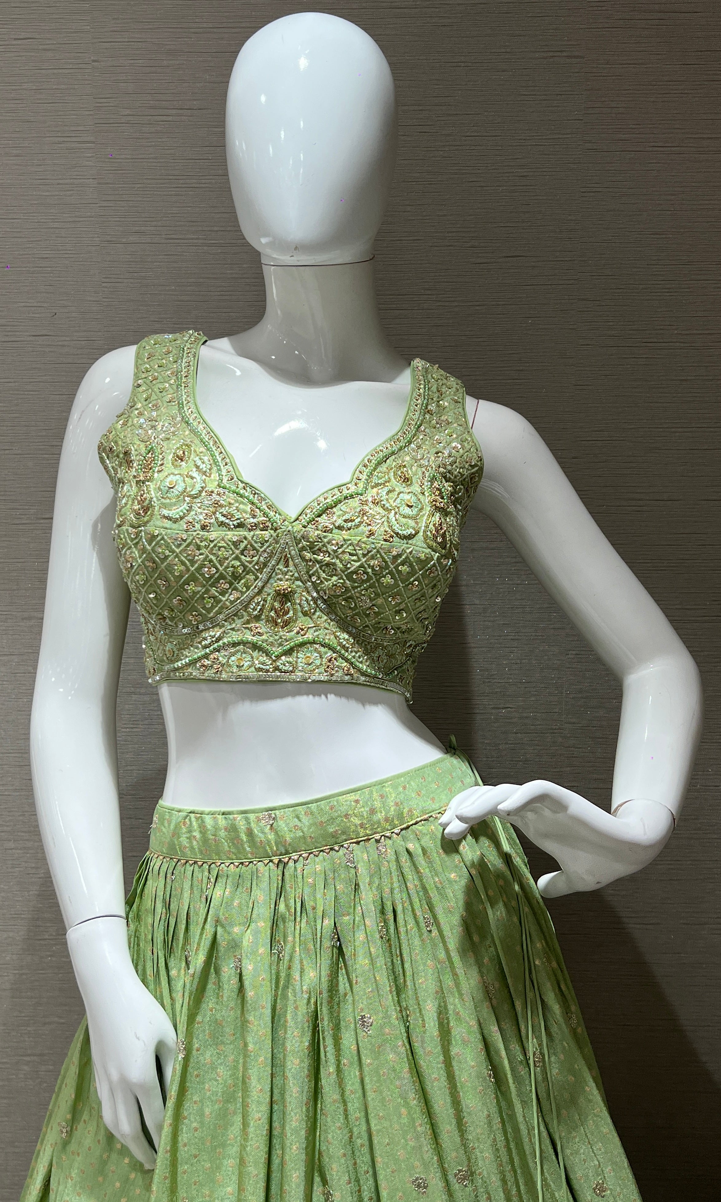 Parrot green Lehenga