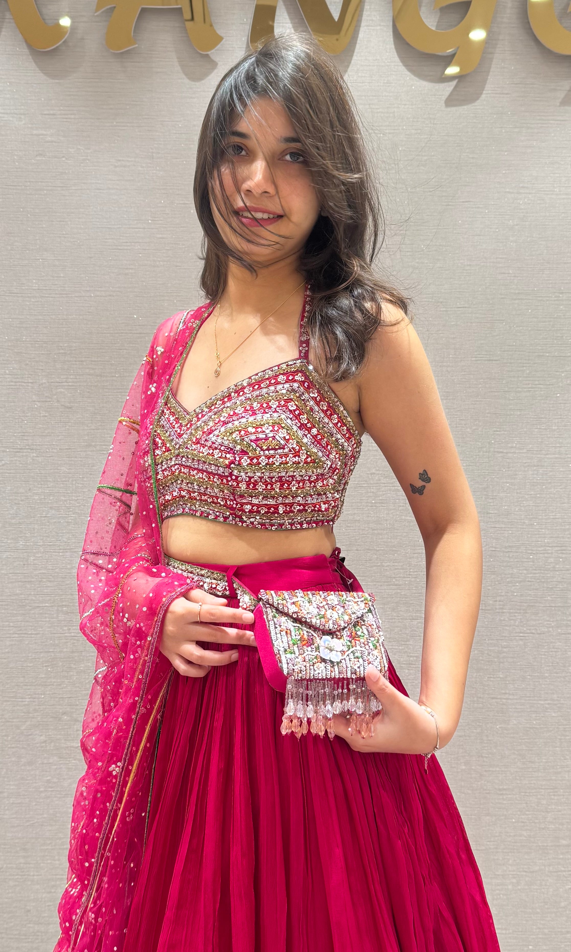 Rani Pink Silk Embroidery Lehenga Choli