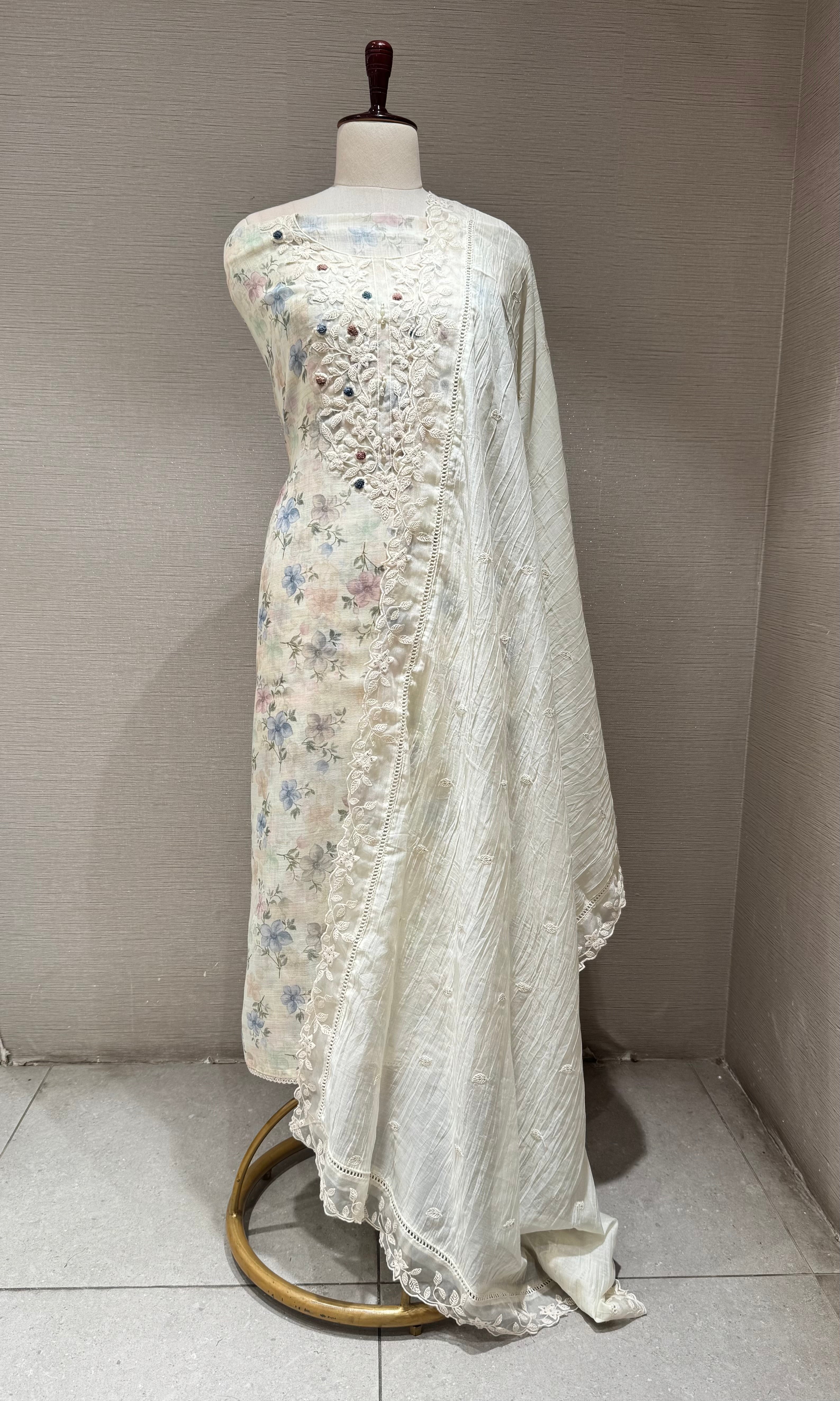 Pista green Chinkankari dress material