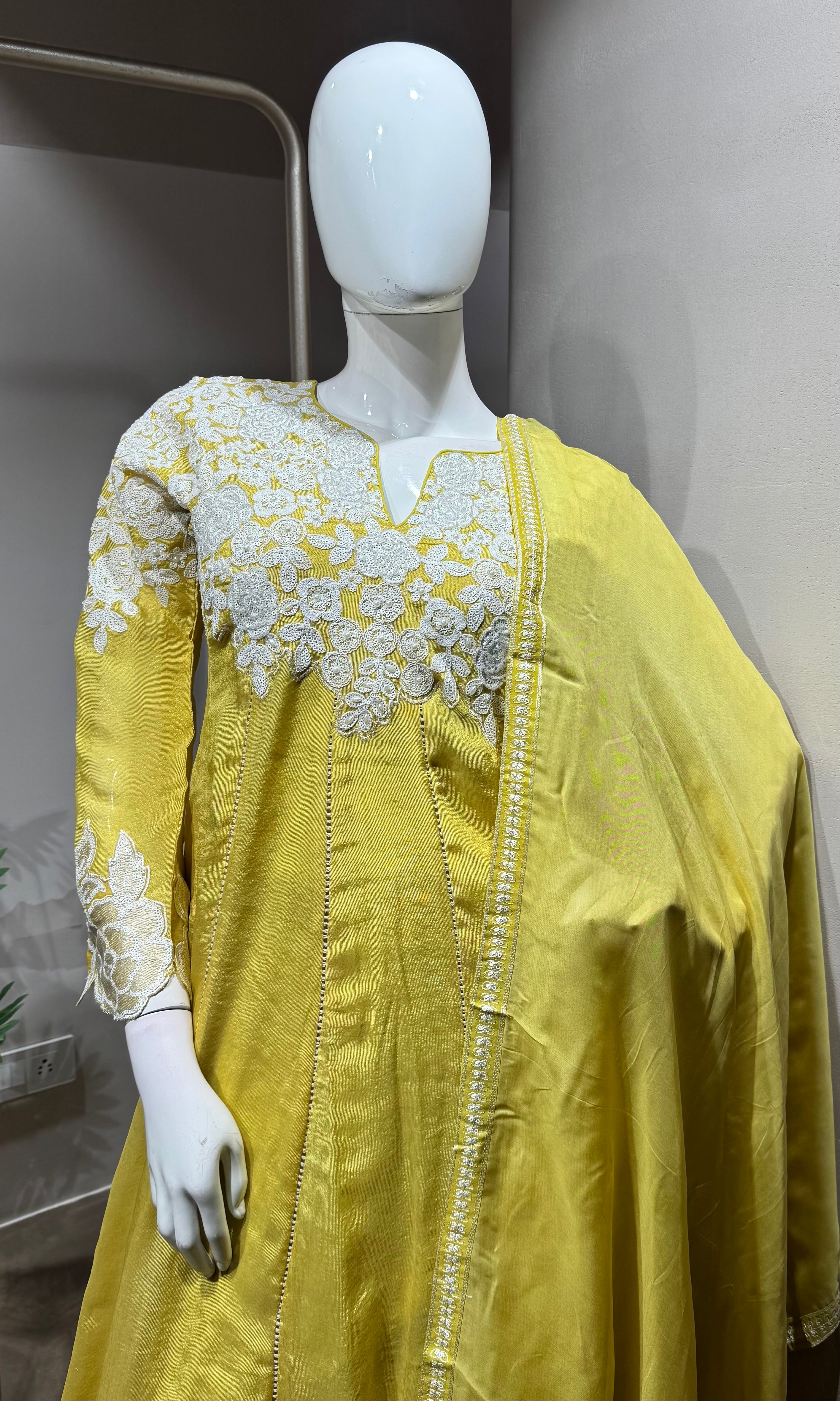 SUNSHINE Yellow Embroidery ANARKALI Set