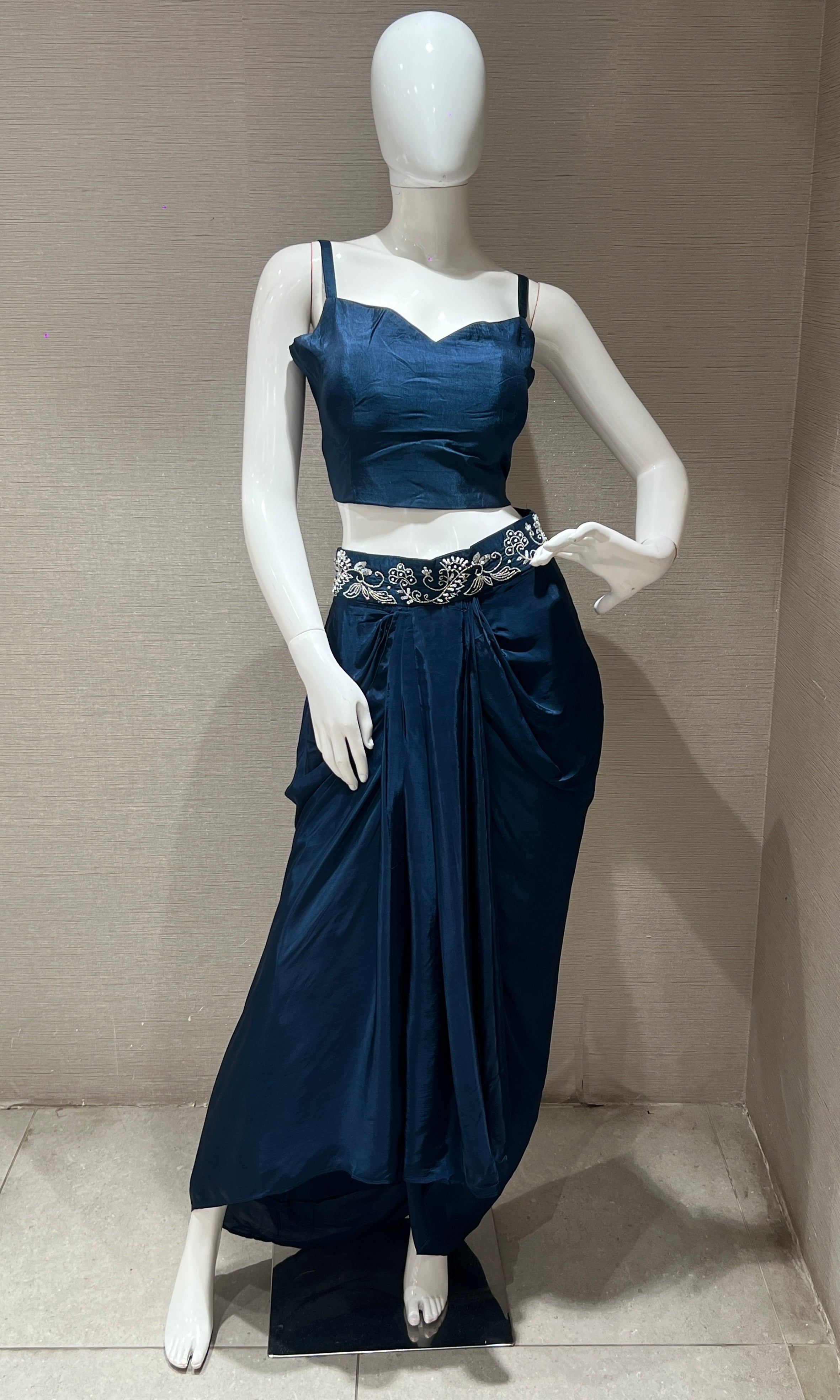 BLUE INDO WESTERN DRESS