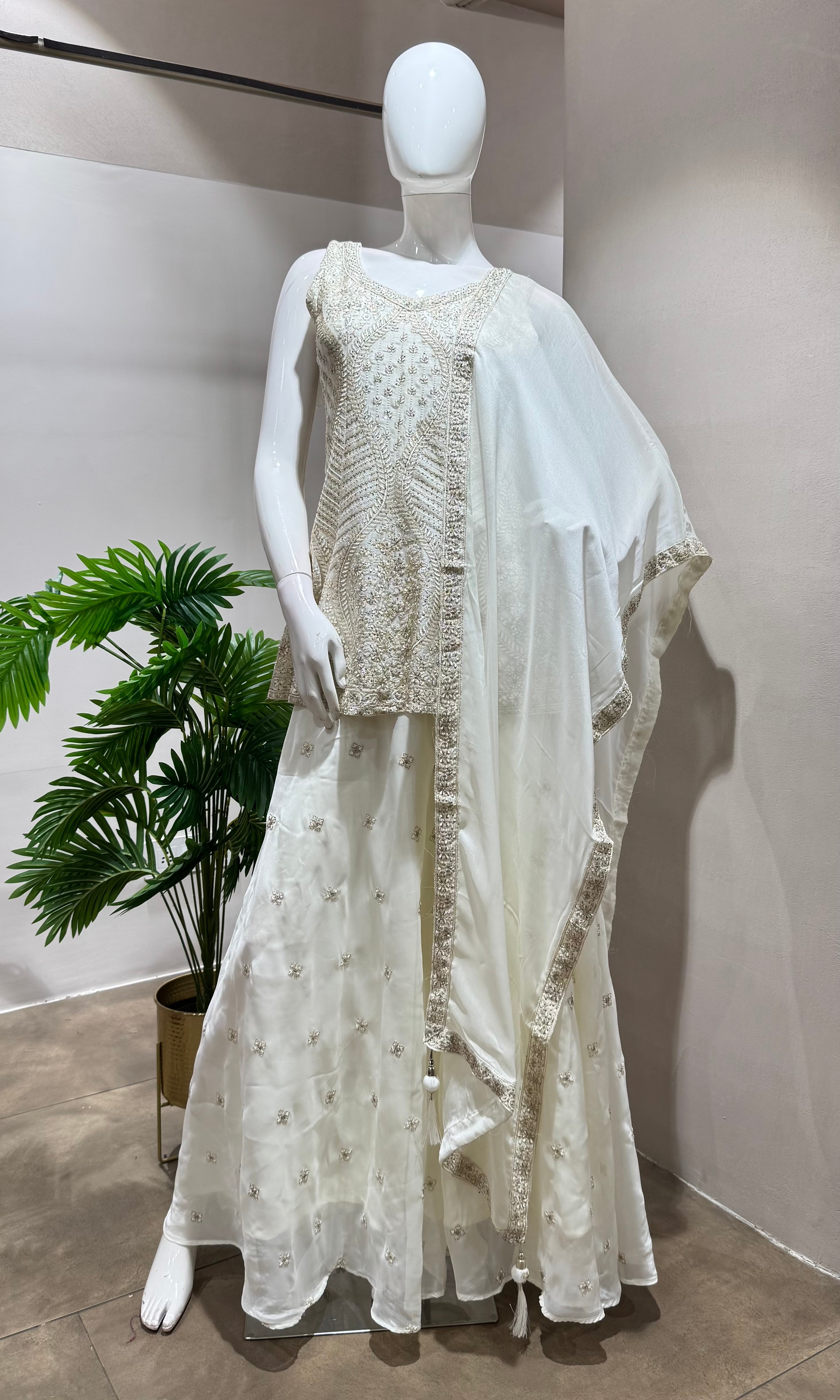WHITE ETHNIC PALAZZO SET