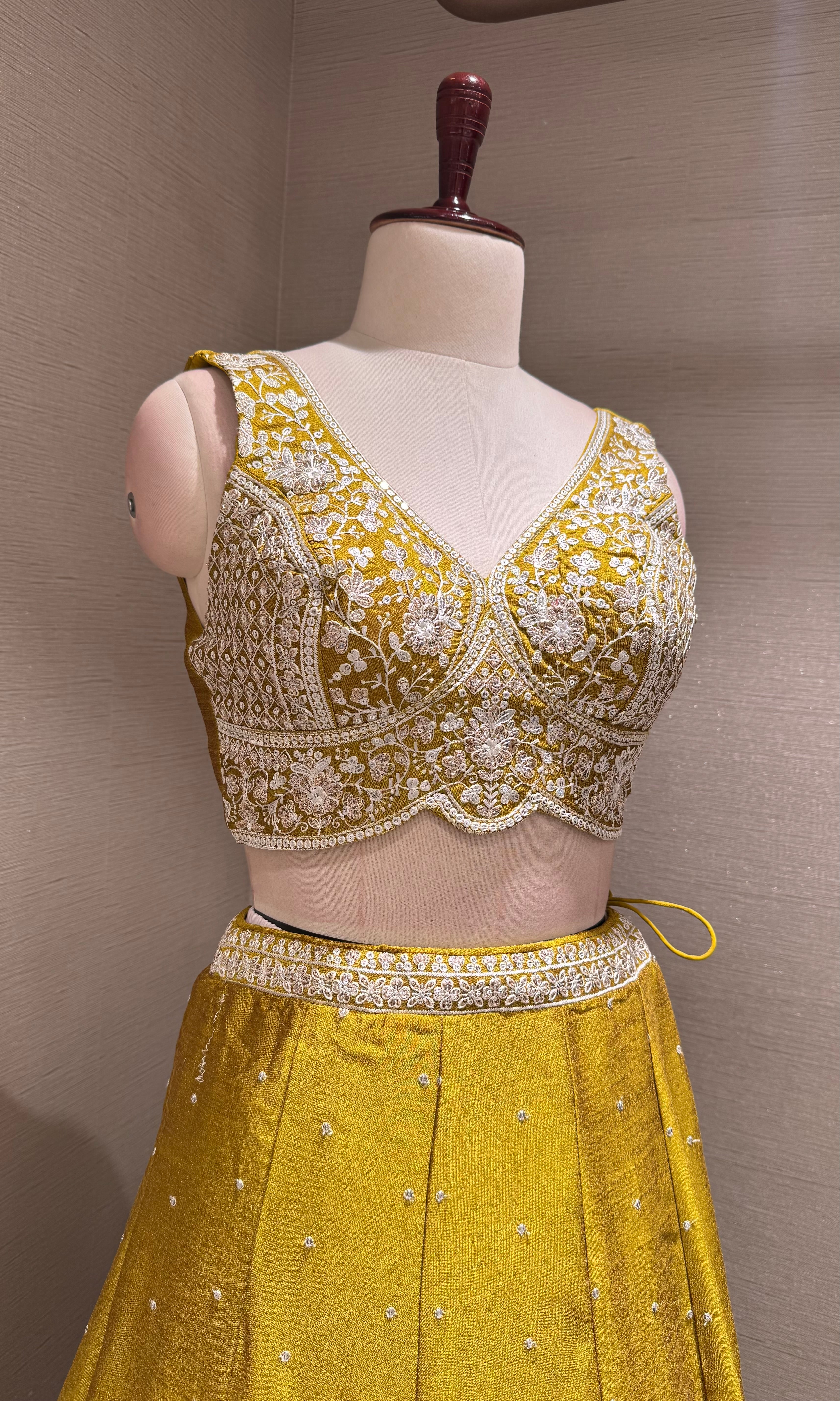 Green Silk Lehenga Choli with Embroidered Dupatta