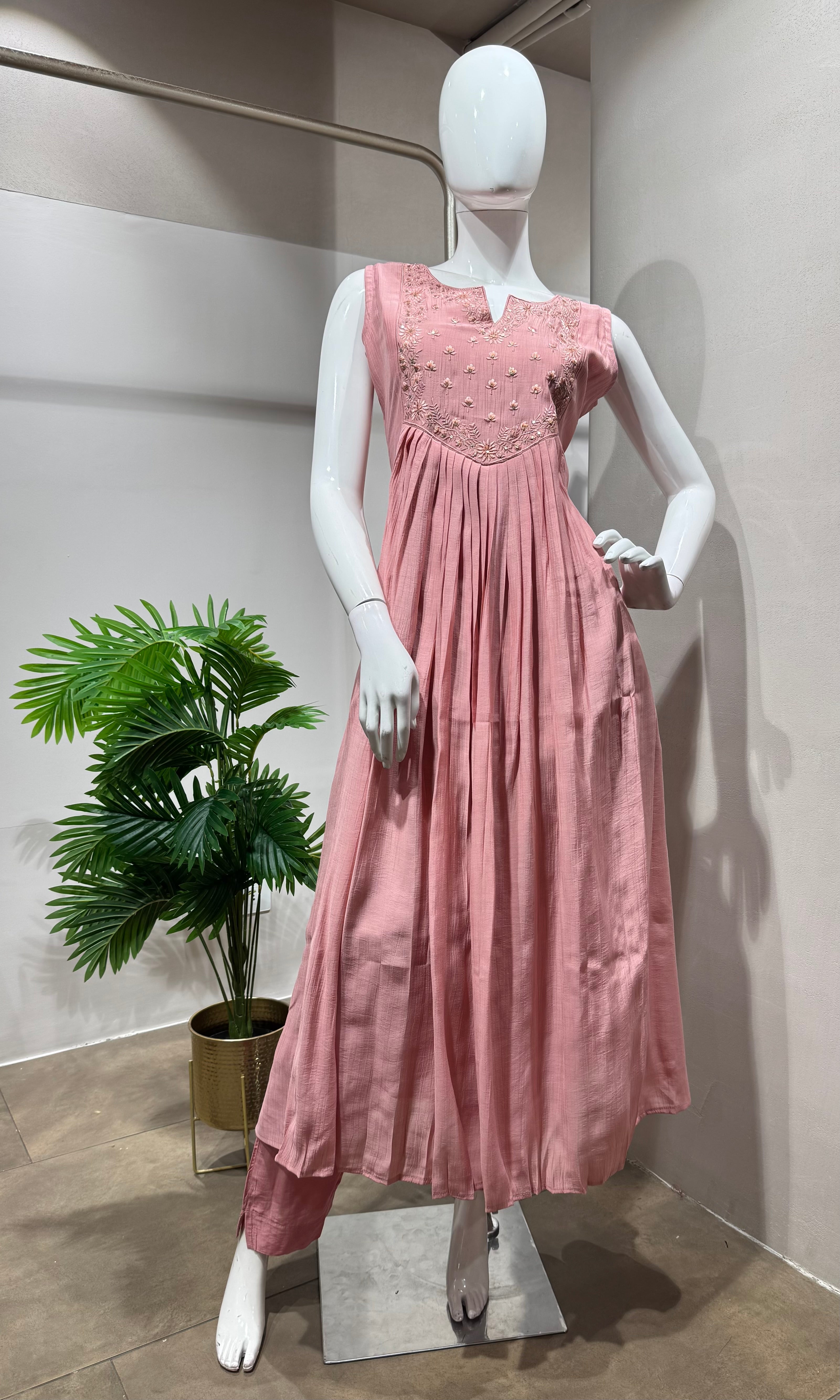 Blush Pink embroidered Anarkali kurta Set