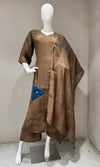 Brown Straight Patch Kurta Set with Dupatta