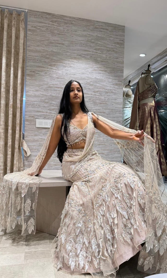 fawn Crystal Elegance Lehenga