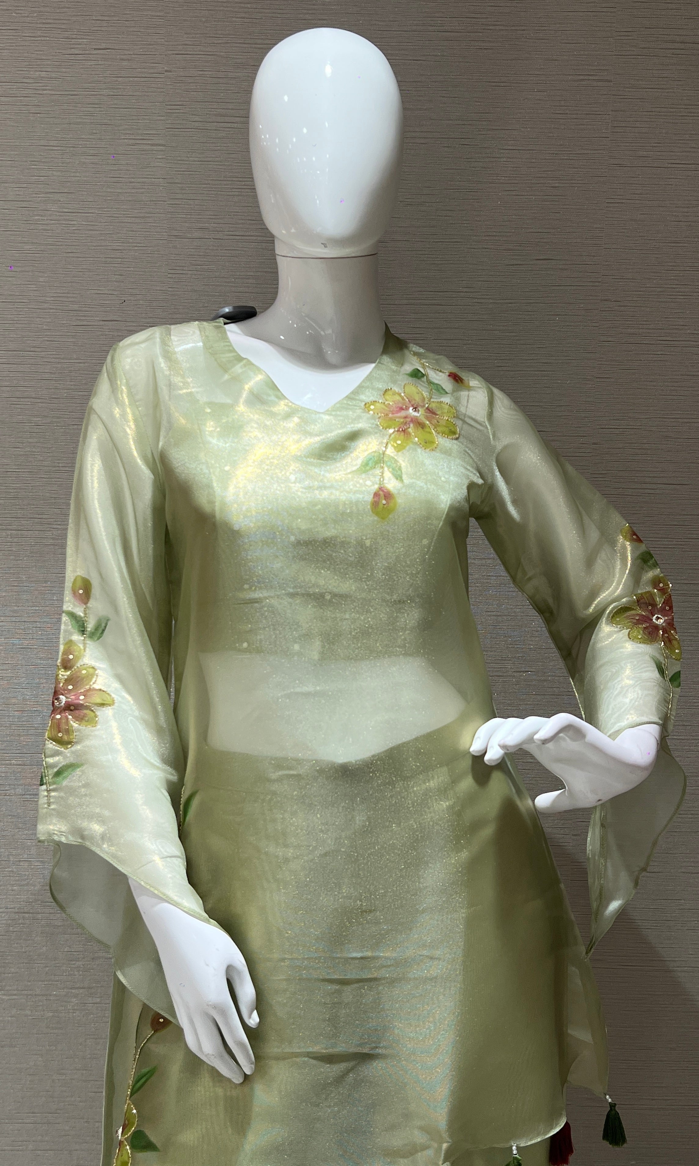 Pastel Green Floral Cord Set