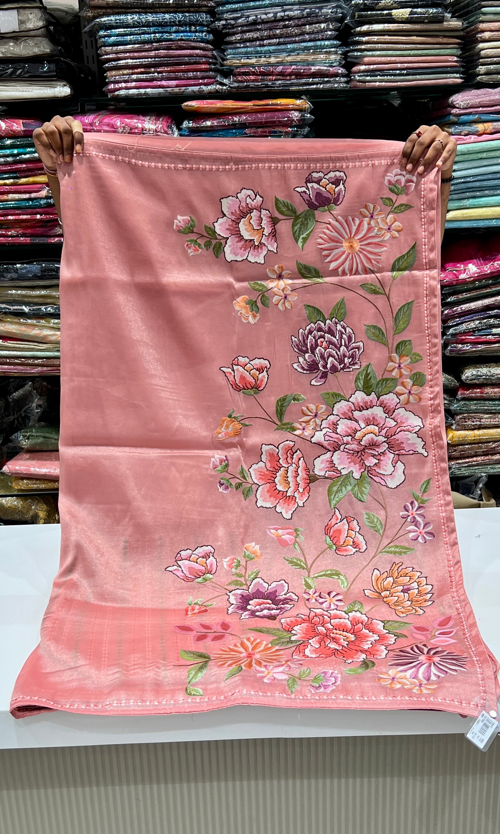 Peach saree