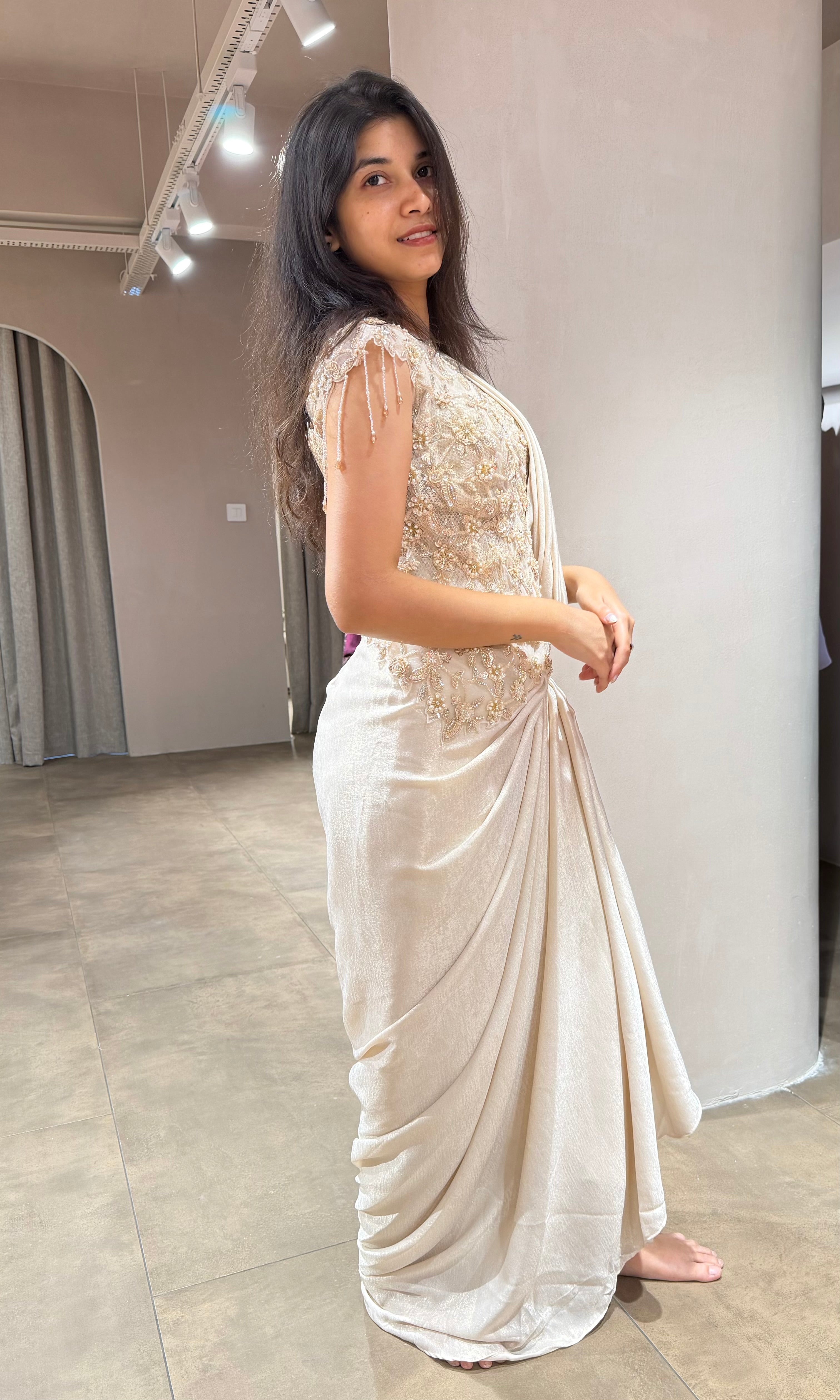 Fawn DRAPE SAREE WITH CORSET BLOUSE