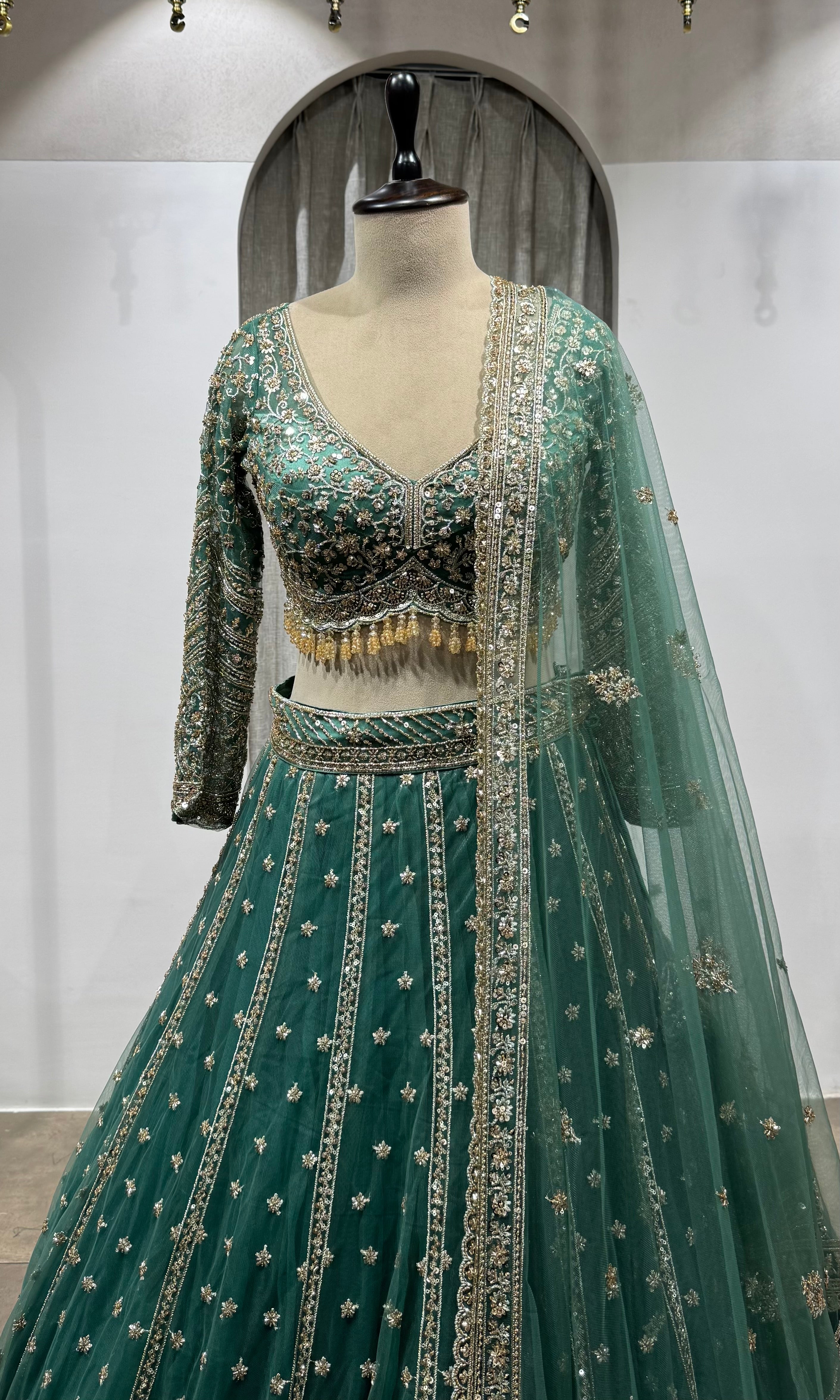 GREEN Embroidered Lehenga with Dupatta