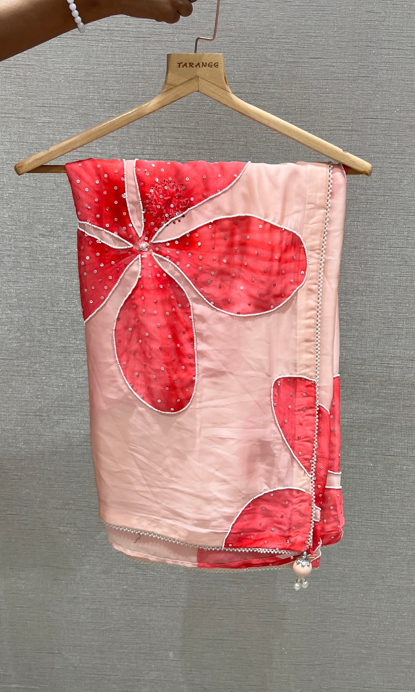 Baby pink saree with ready blouse