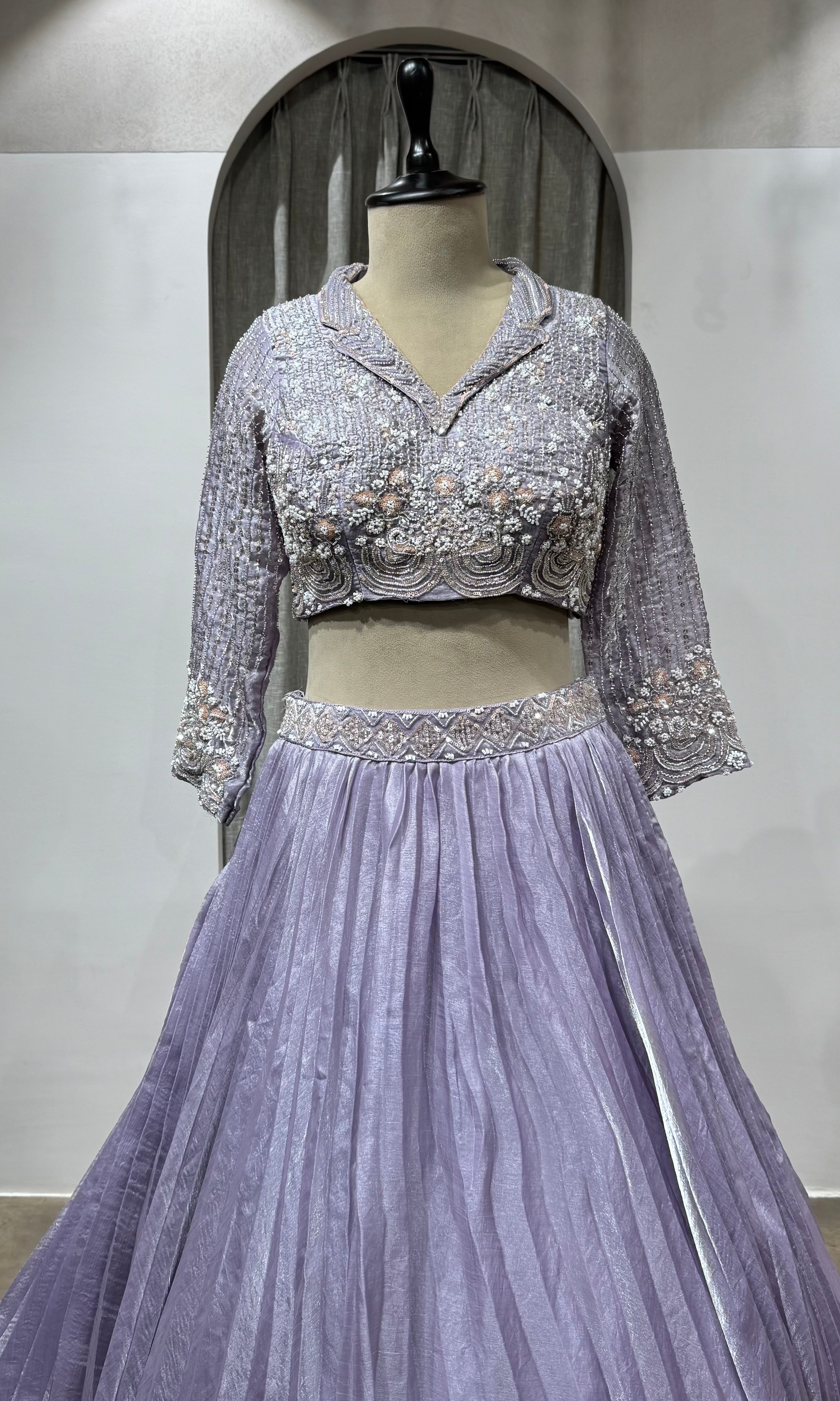 LAILAC Silver Embroidered Party Wear Lehenga Choli