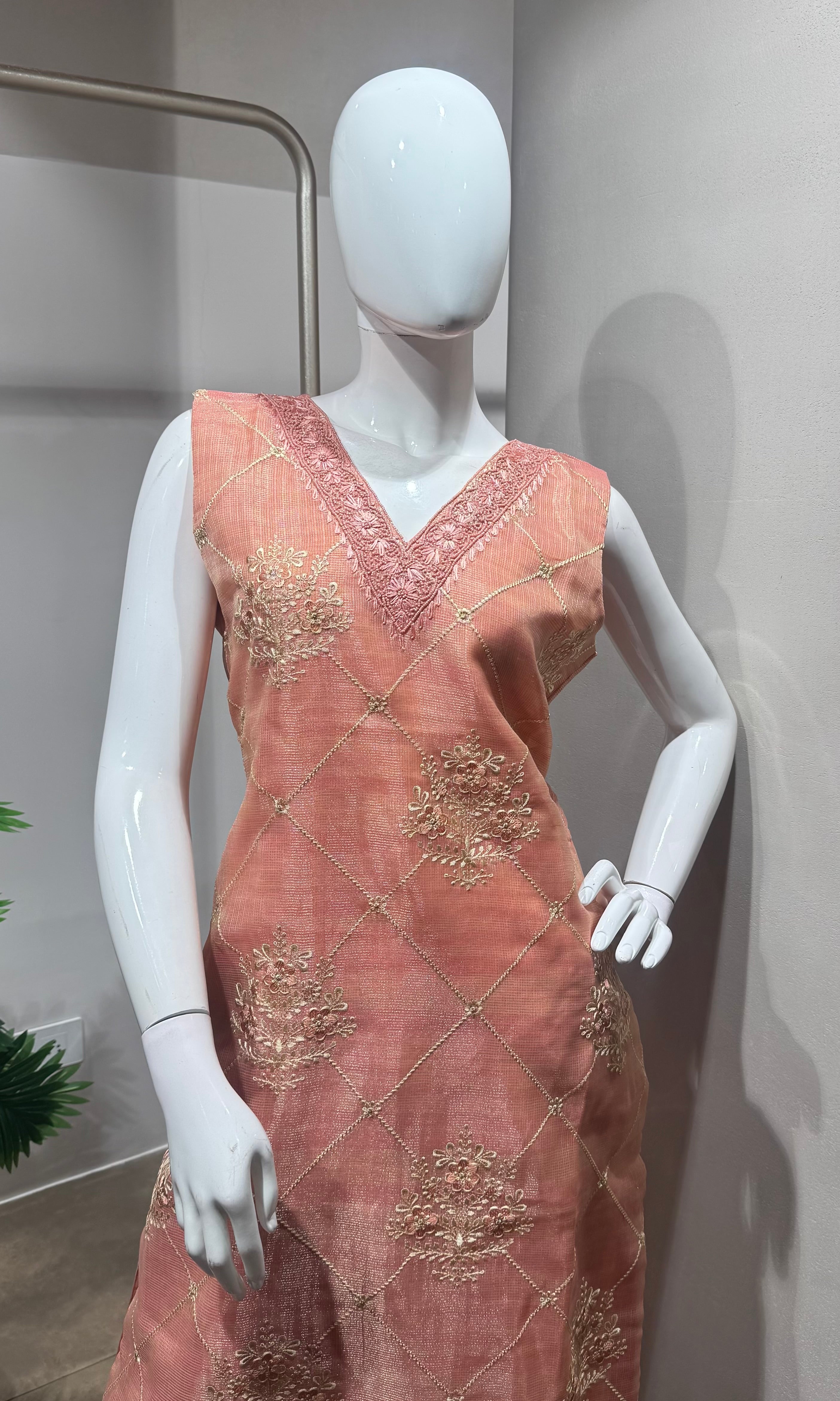 light pink embroidered kurta set