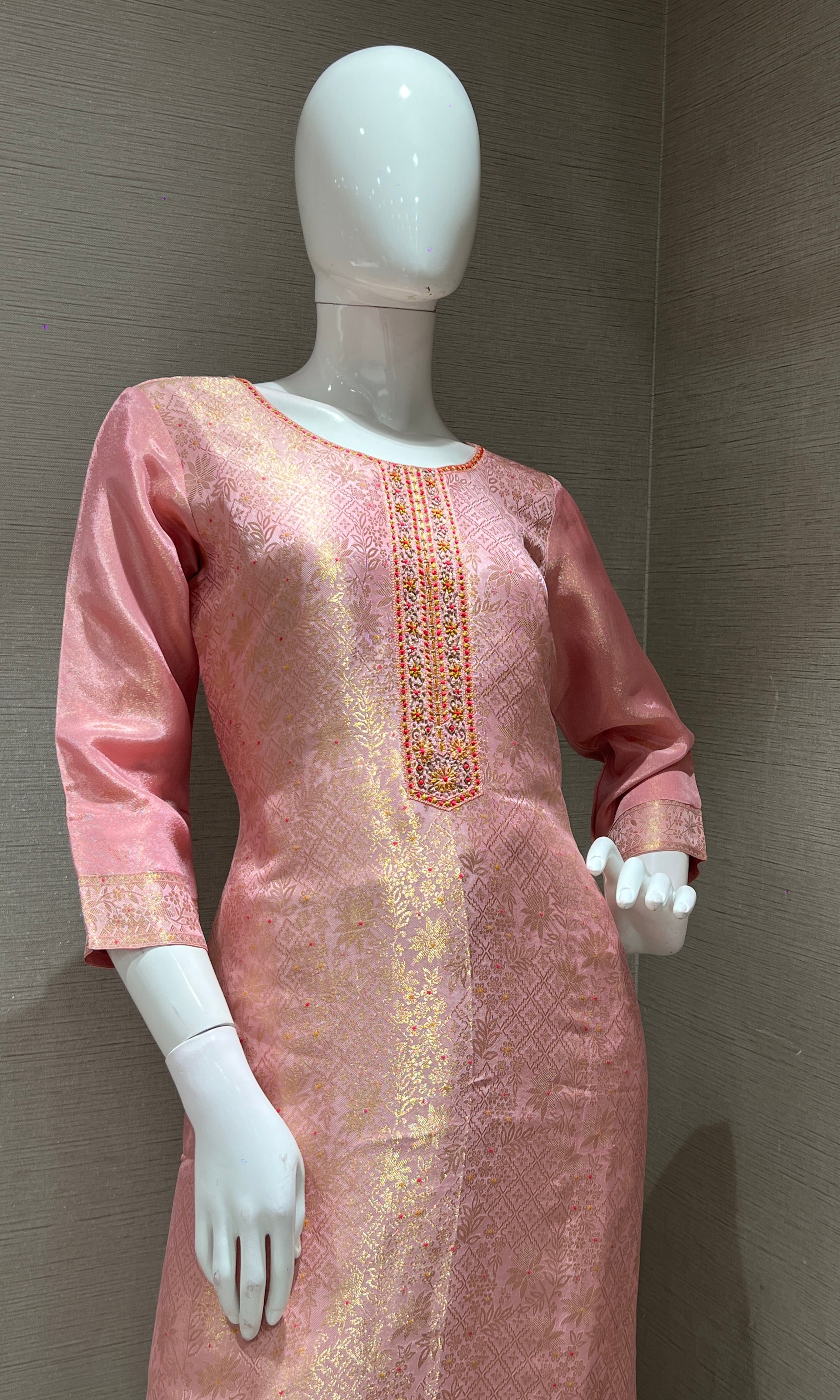 Peach golden kurta set
