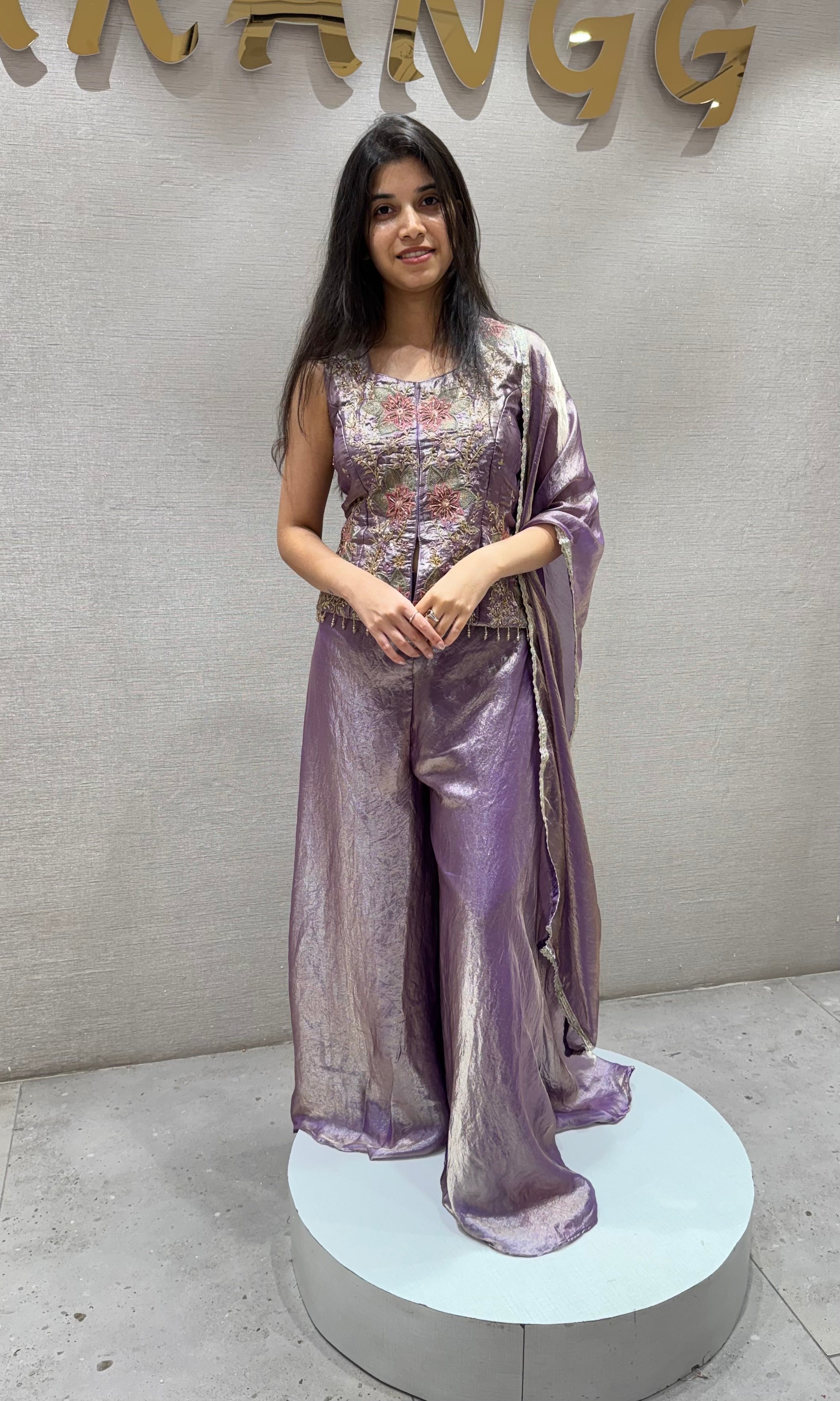 PURPLE Blossom Tissue Palazzo Set