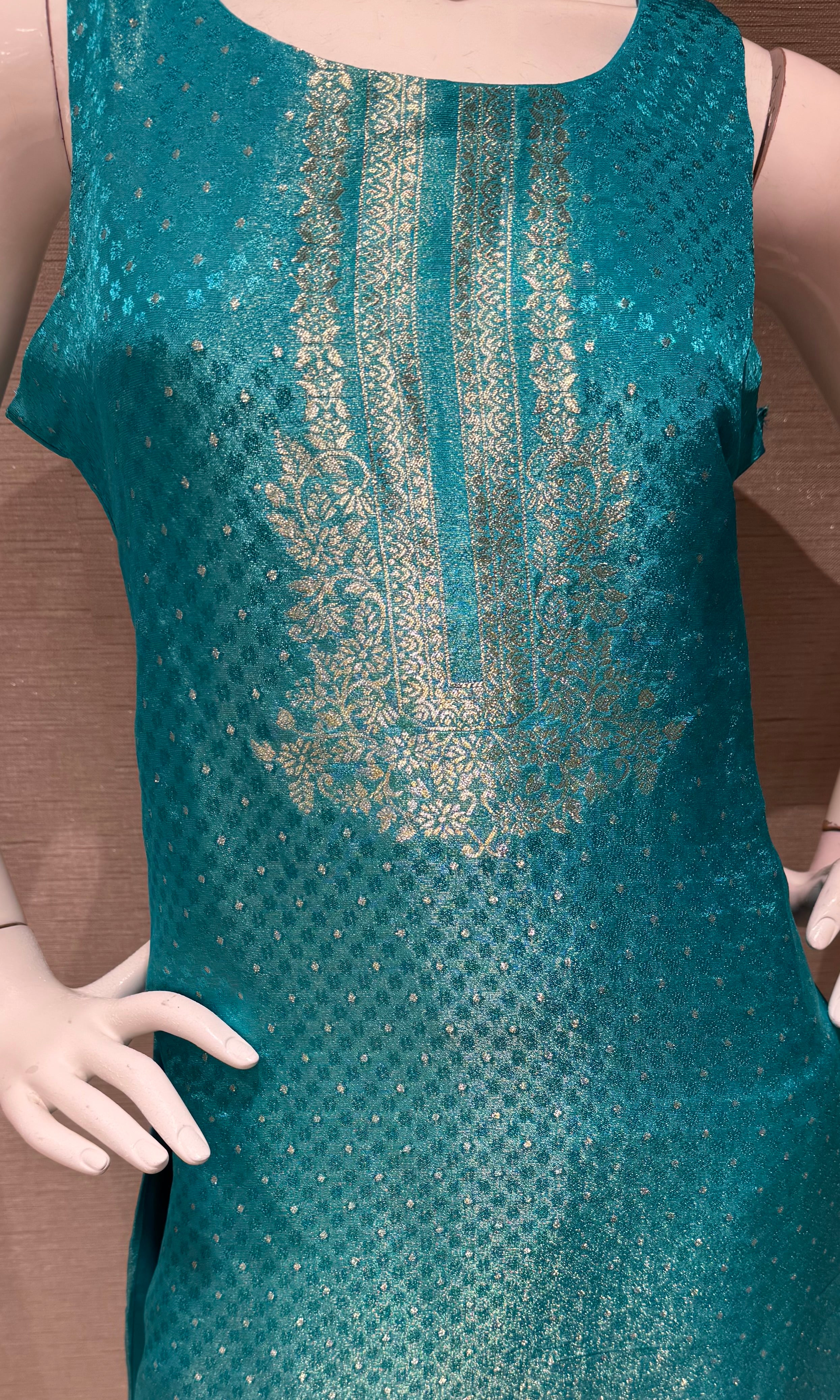 Sky Blue Kurta Set with Metallic Border Dupatta