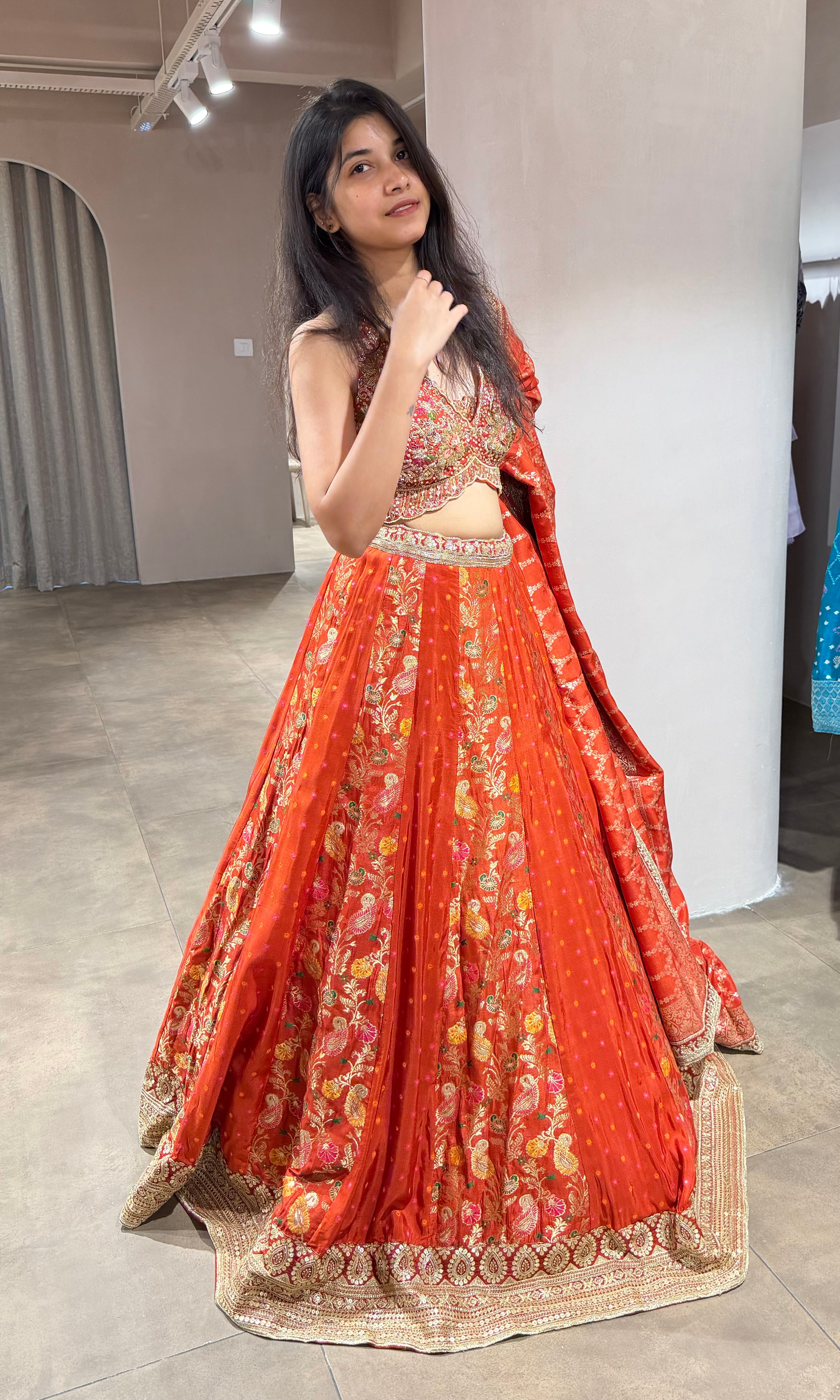 Rust INTRICATE EMBROIDERED LEHENGA