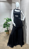 Black Sequin Georgette Sharara Set