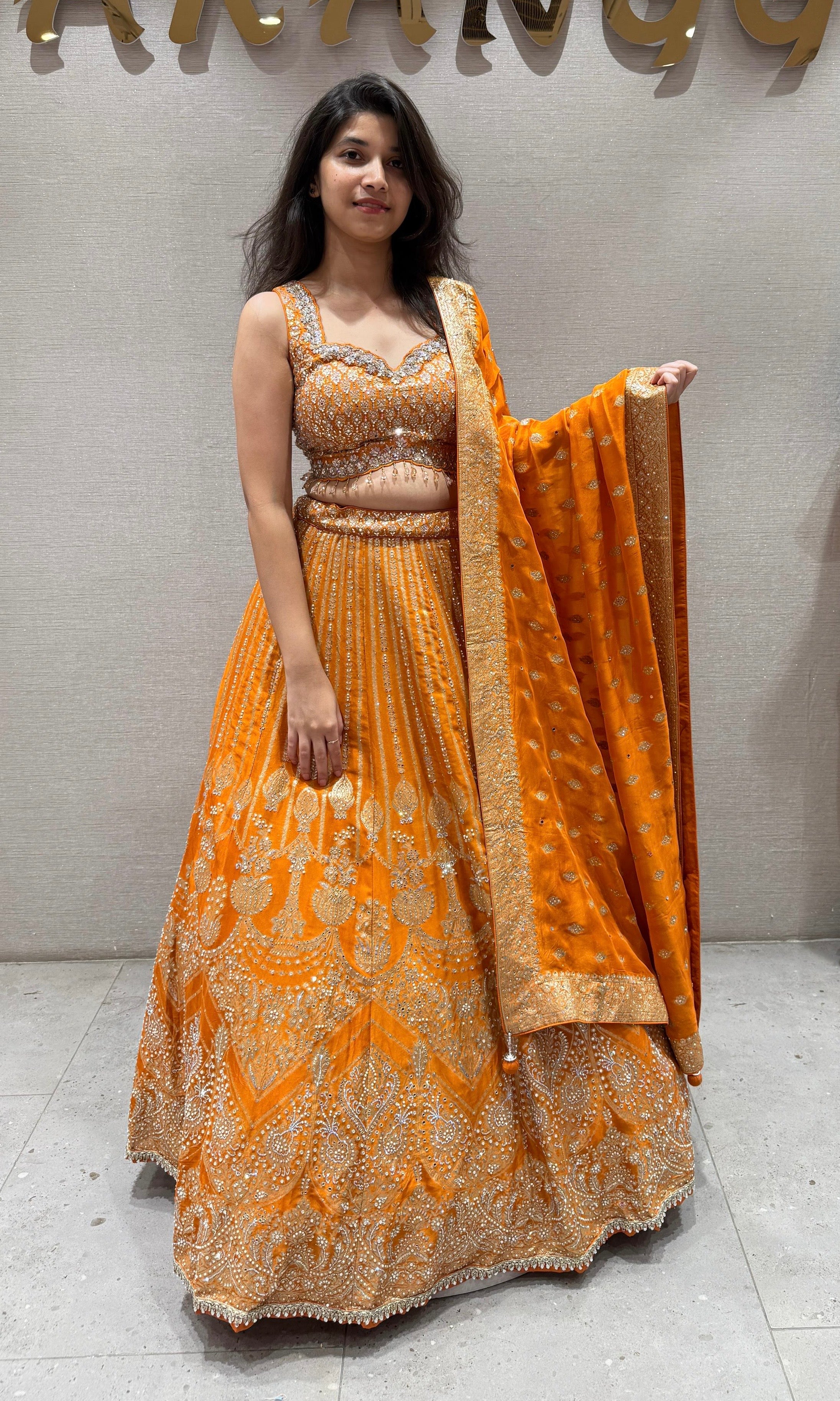 Marigold Majesty Embroidered Lehenga