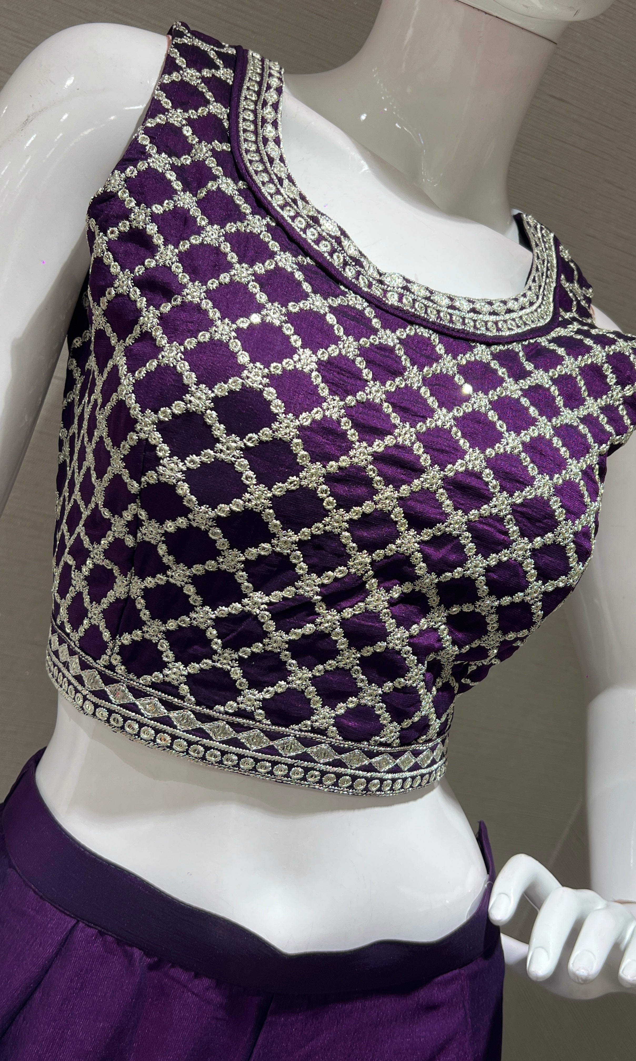 PURPLE EMBROIDERED JACKET STYLE PALAZZO