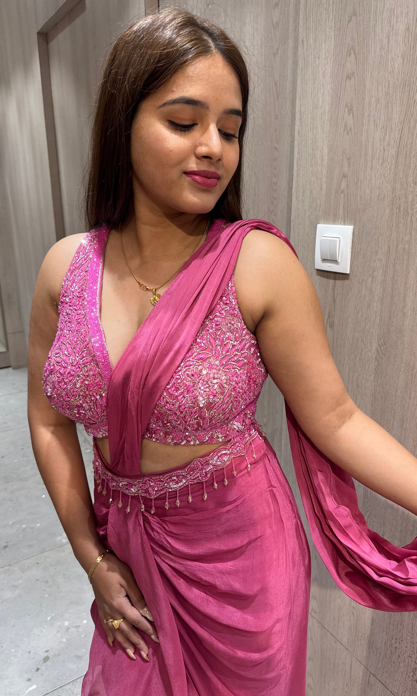 🎀Onion pink ready to wear saree🎀