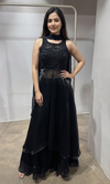 Black Front slit Georgette Palazzo Set
