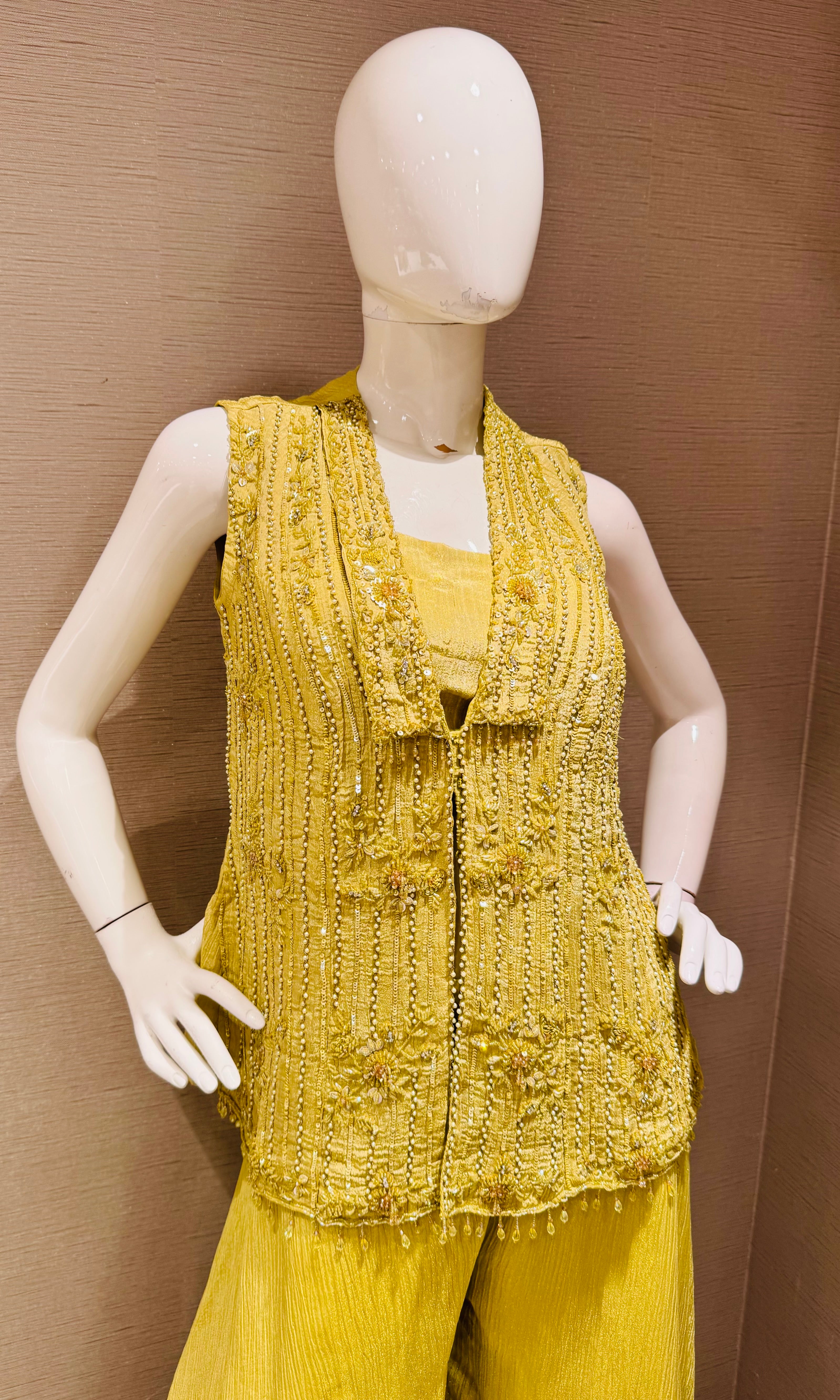 Mehendi Green Embroidered Shrug & Palazzo Set