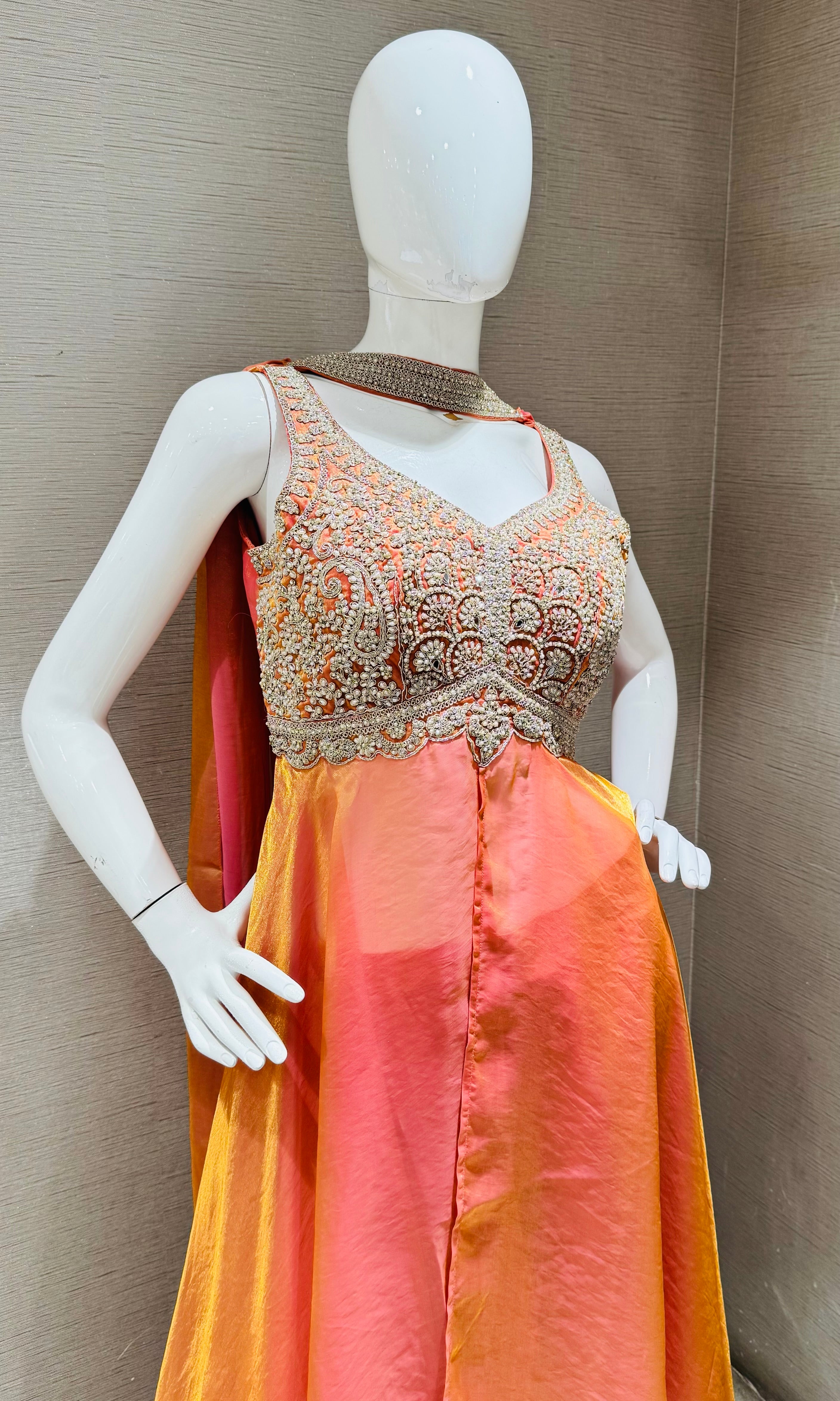 Rust Shimmer Tissue Palazzo set
