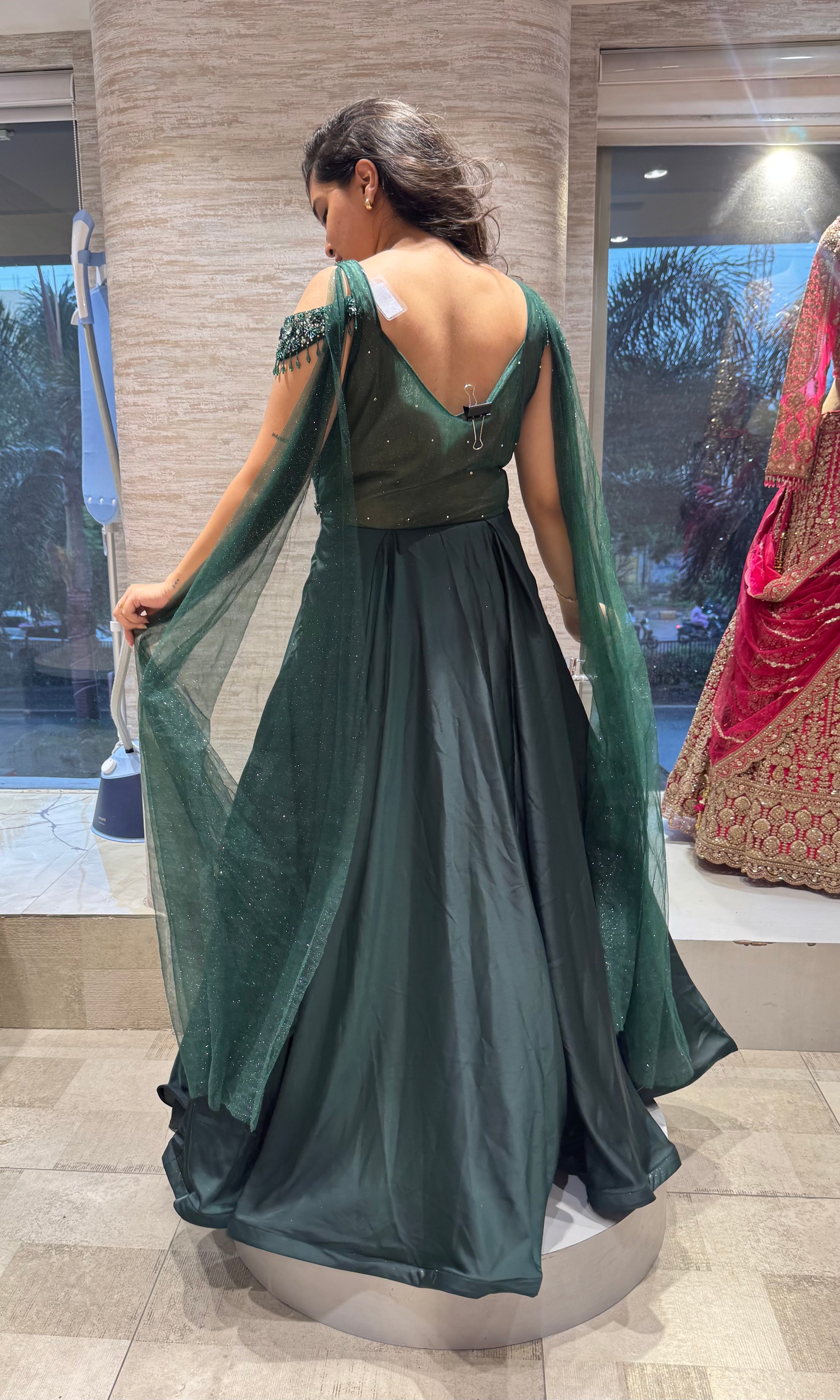 Bottel Green Beaded Bodice Lehenga choli