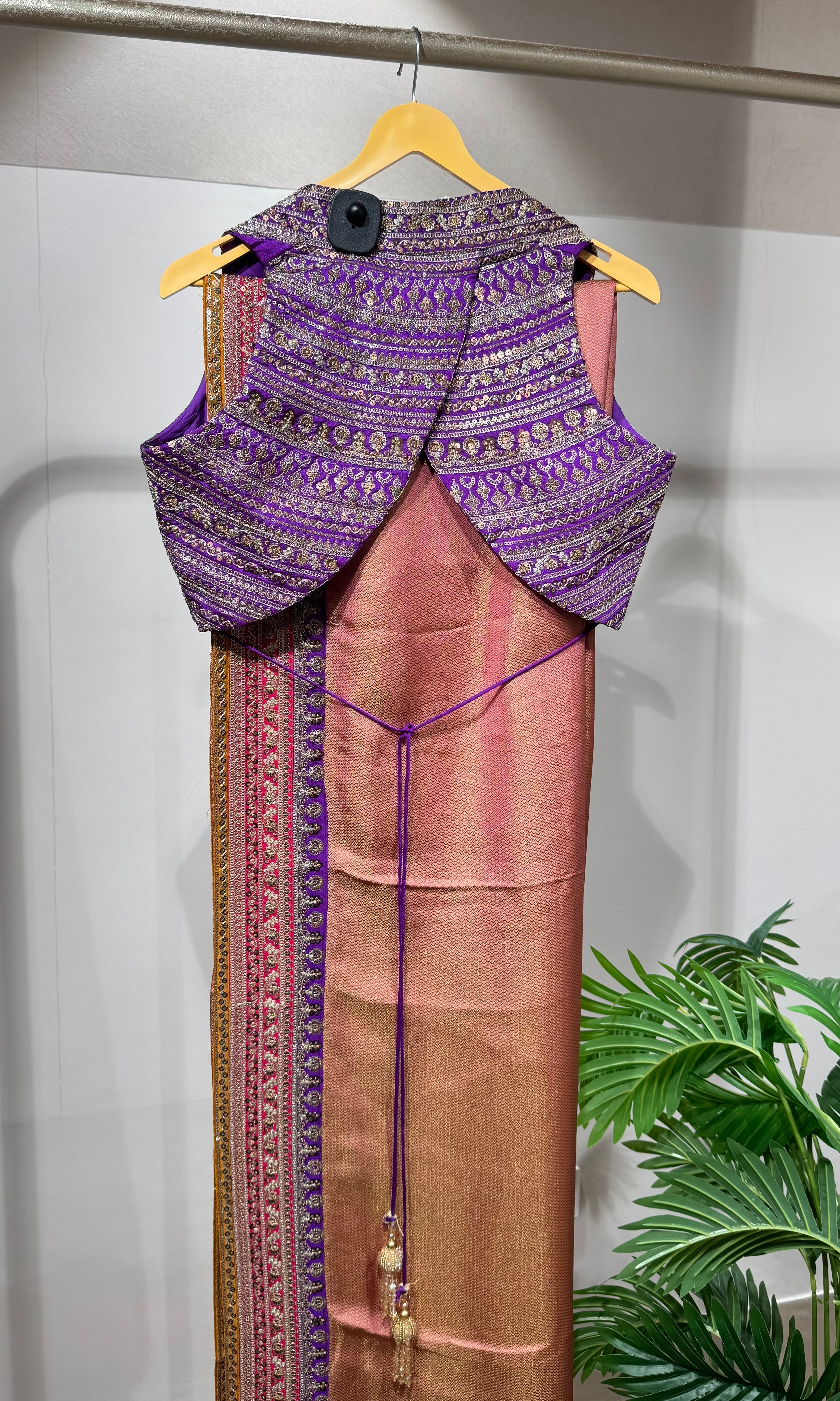 Peach saree with blouse