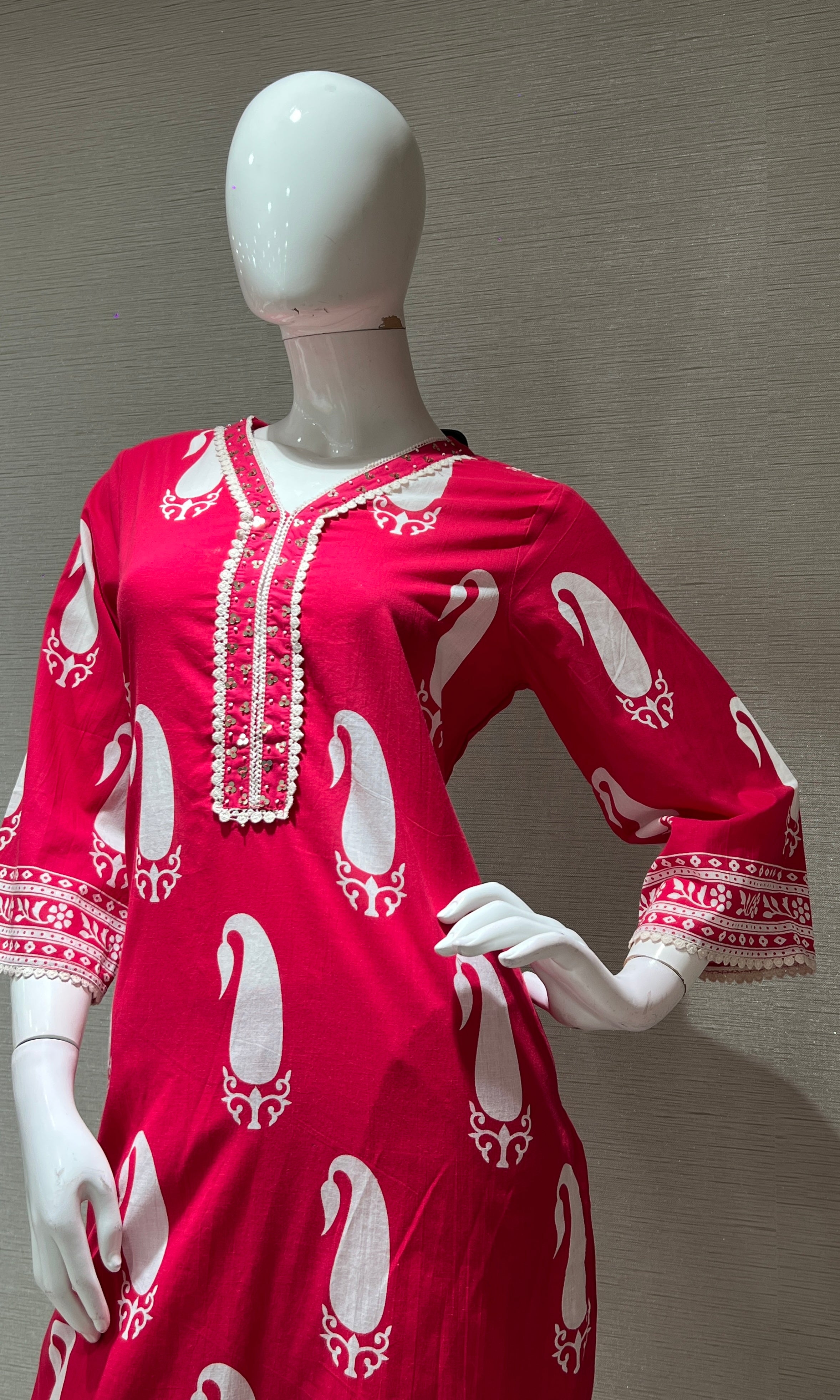 Rani pink PRINTED kurta set