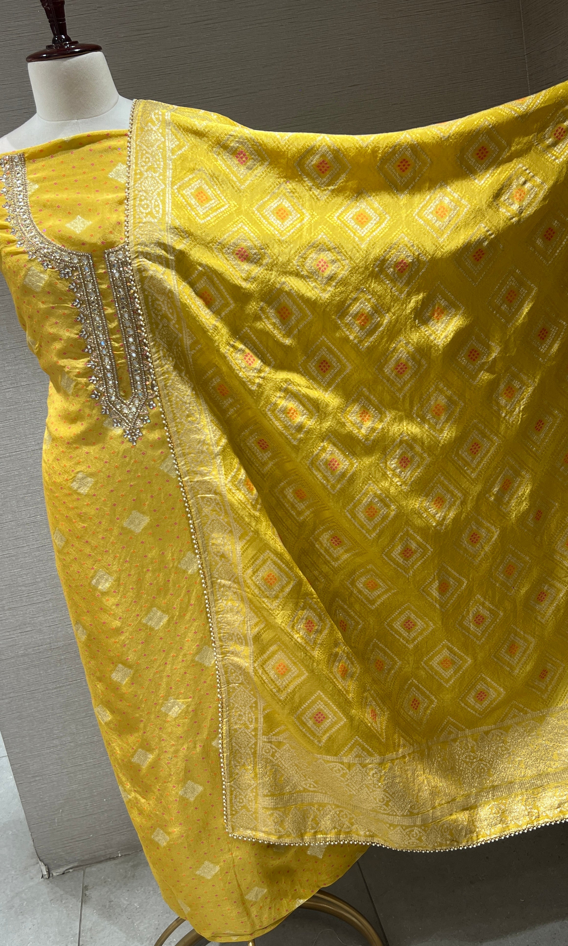 Yellow dress material (party wear)