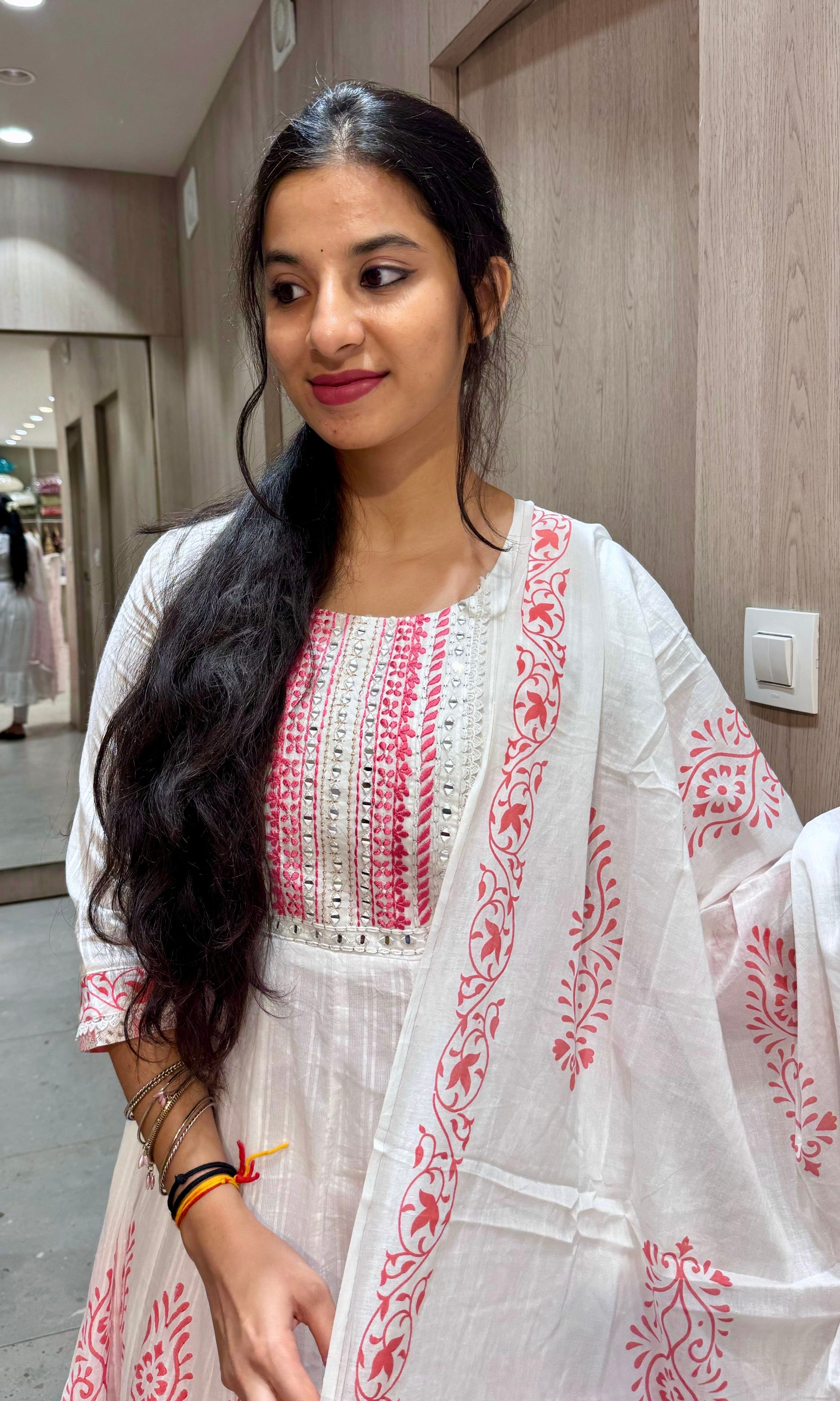 Pink Anarkali frock with straight pant (k222)