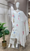 WHITE COTTON FLORAL MOTIFS KURTA SET