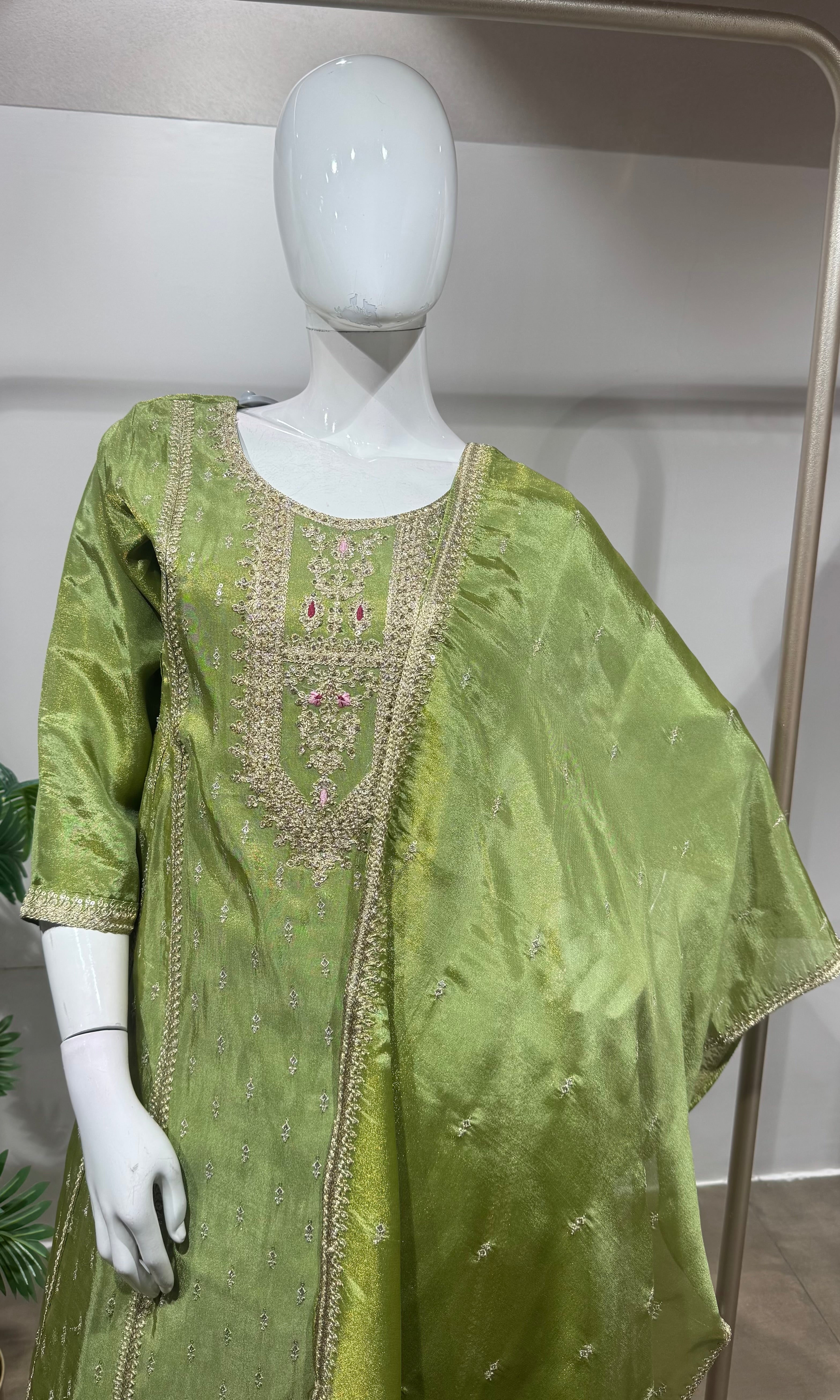 Green Regal Gold Zari Silk KURTA SET
