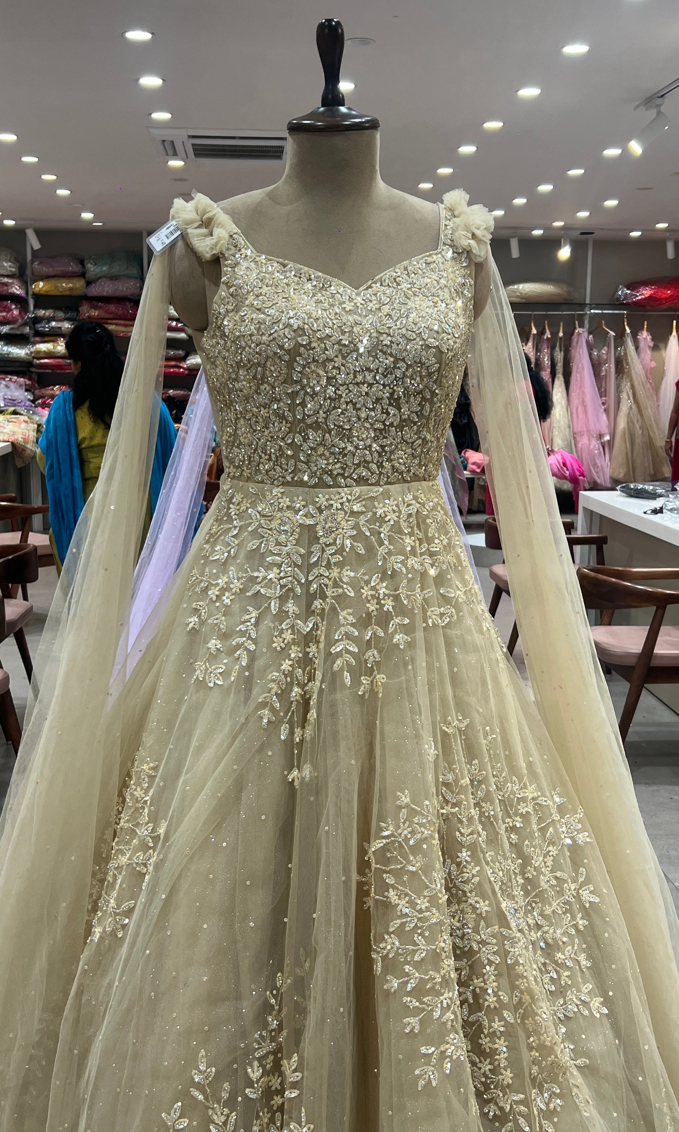 Golden Bloom Embroidered Gown
