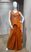 Rust Orange DRAPE SKIRT WITH CROP JACKET