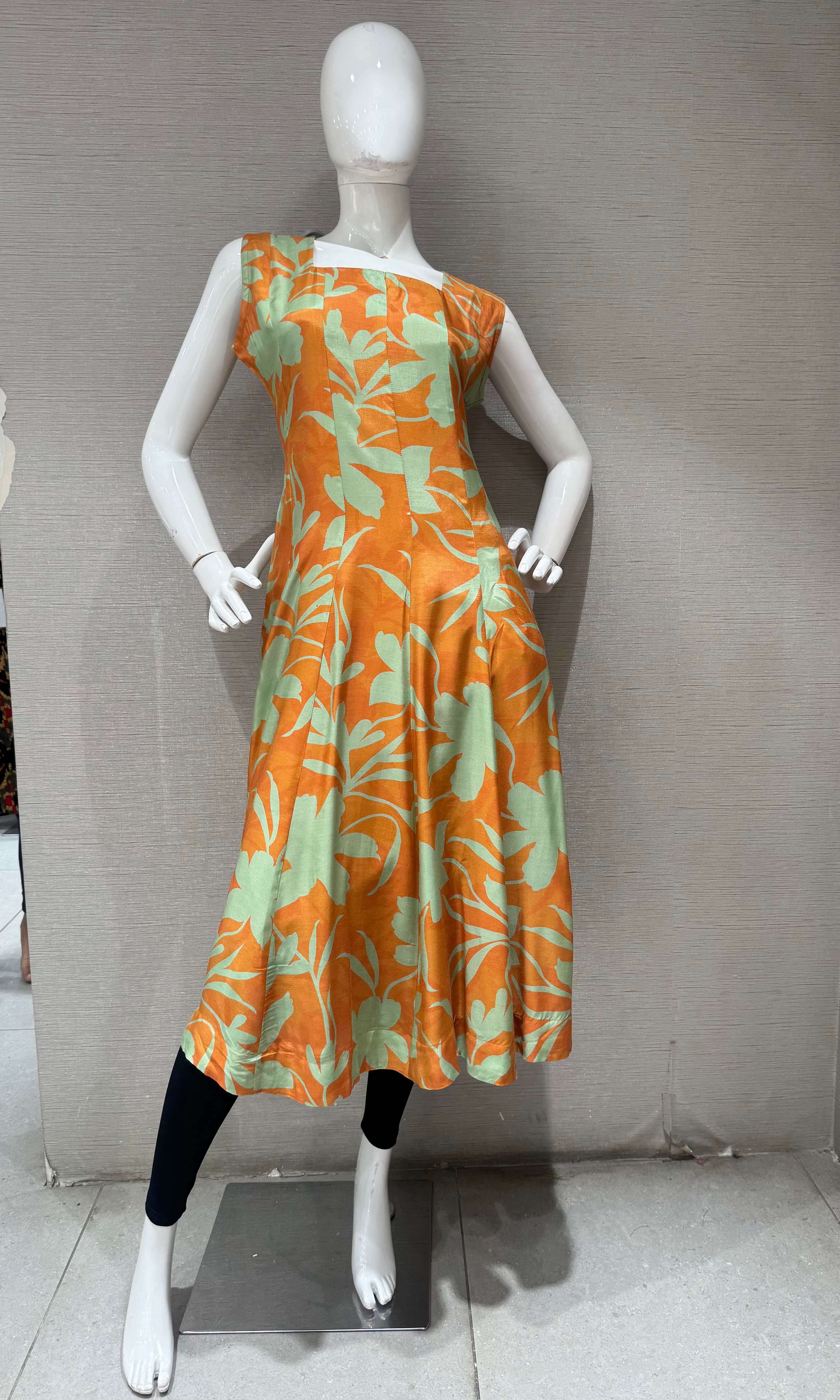 Rust Tropical Leaf Print kurti top