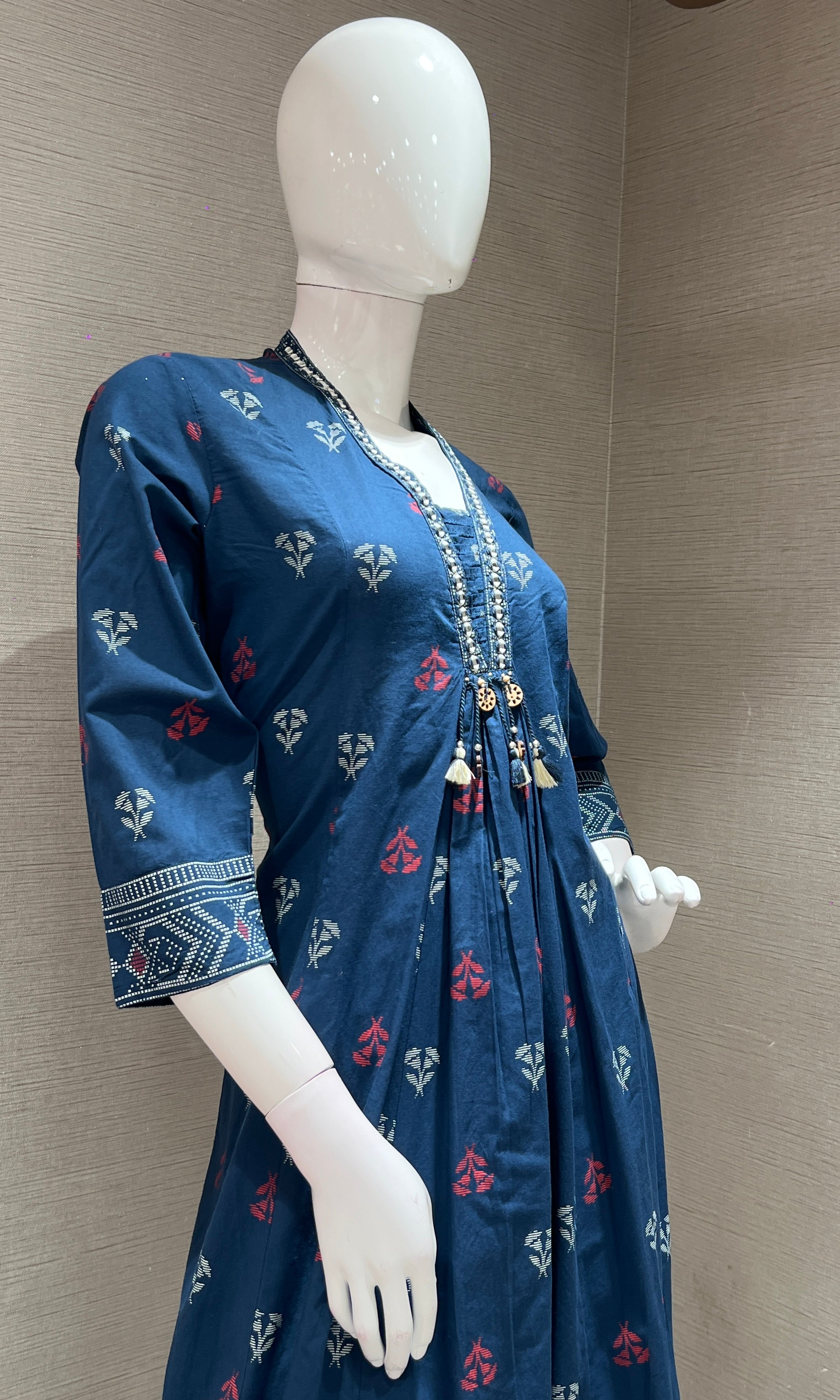 Blue ETHNIC MOTIF PRINTED KURTA SET