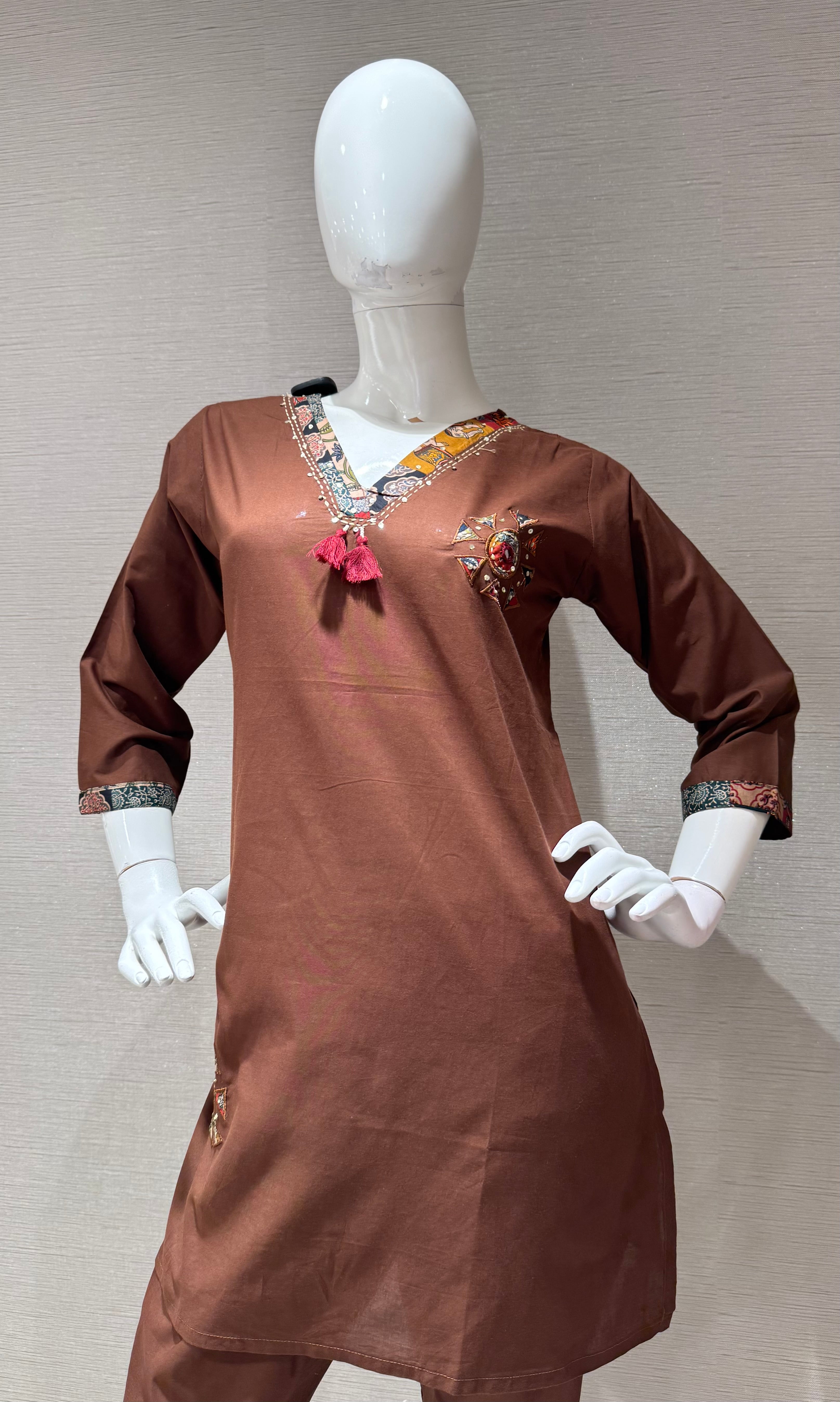 Brown Floral Cord Set