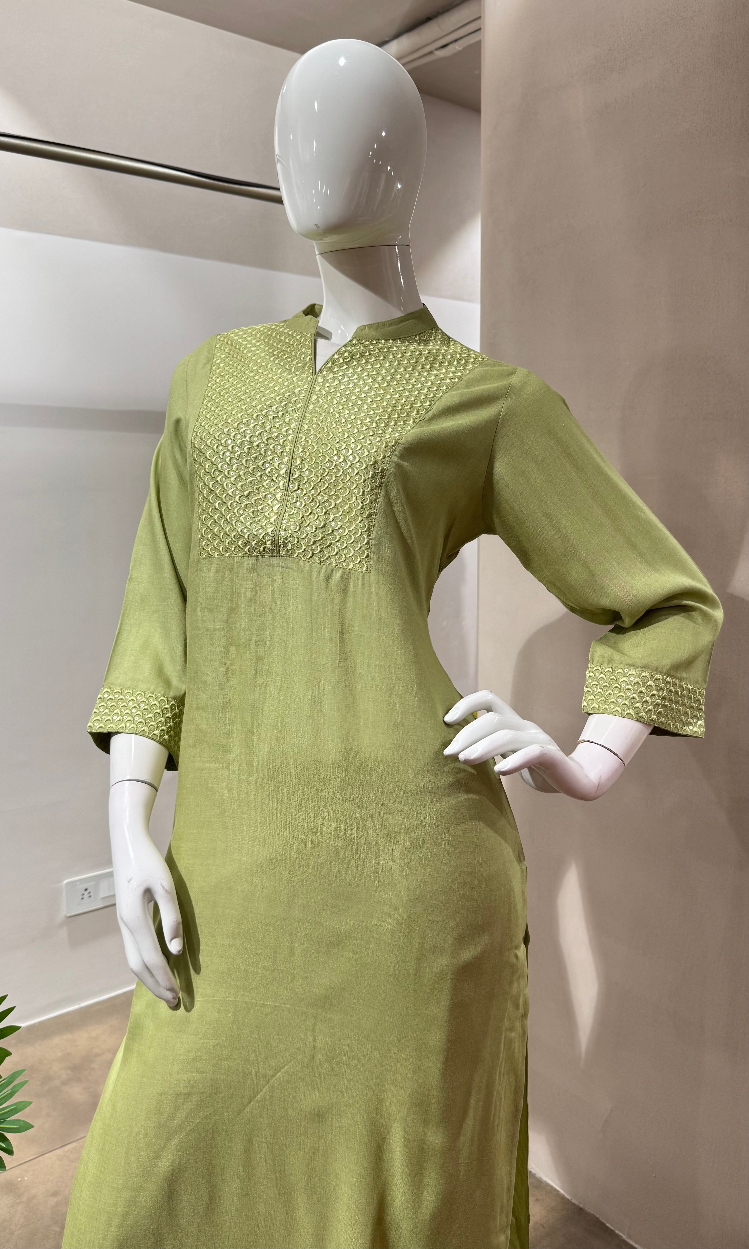 GREEN ETHNIC KURTI TOP