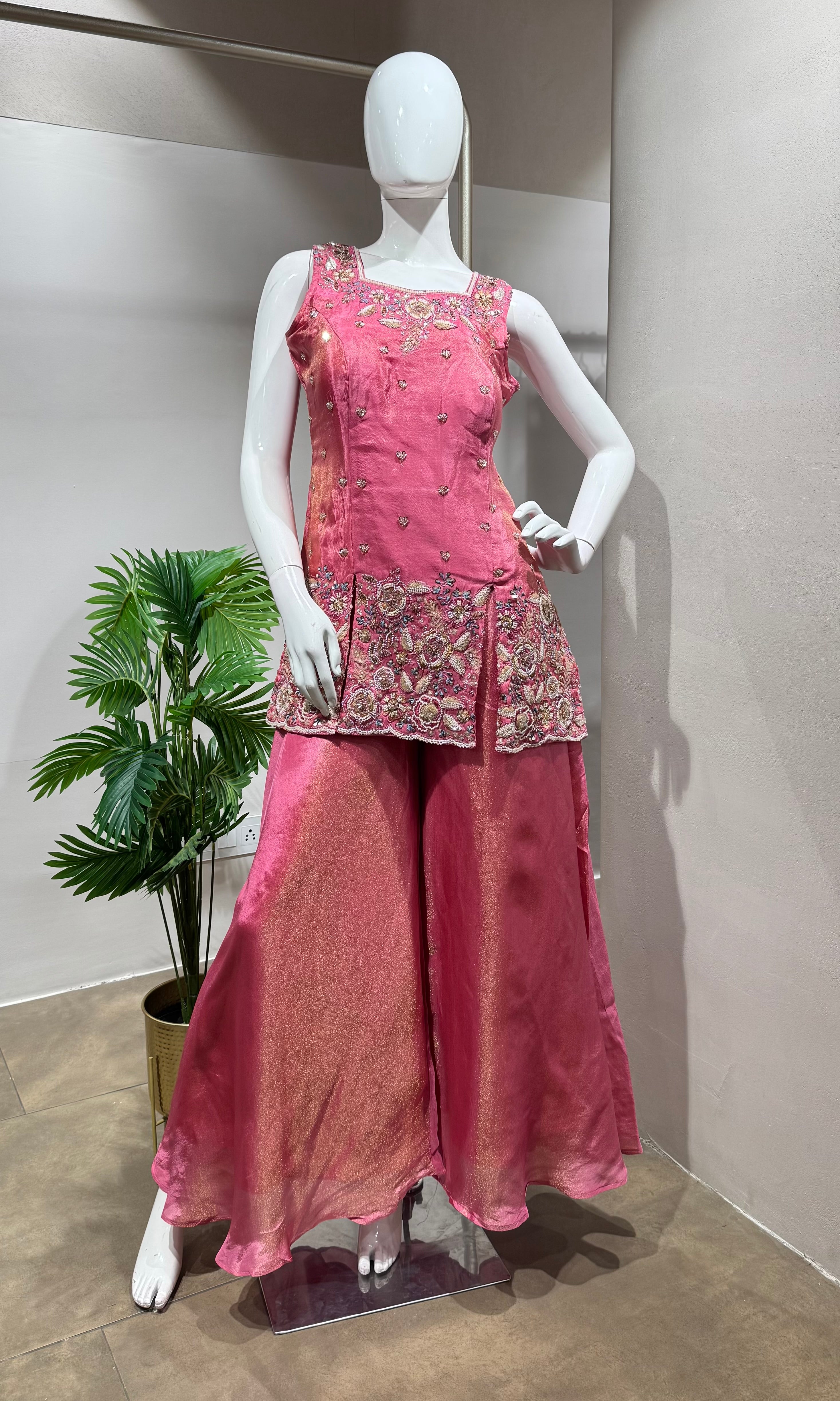 BABY PINK Embroidered Sharara SET