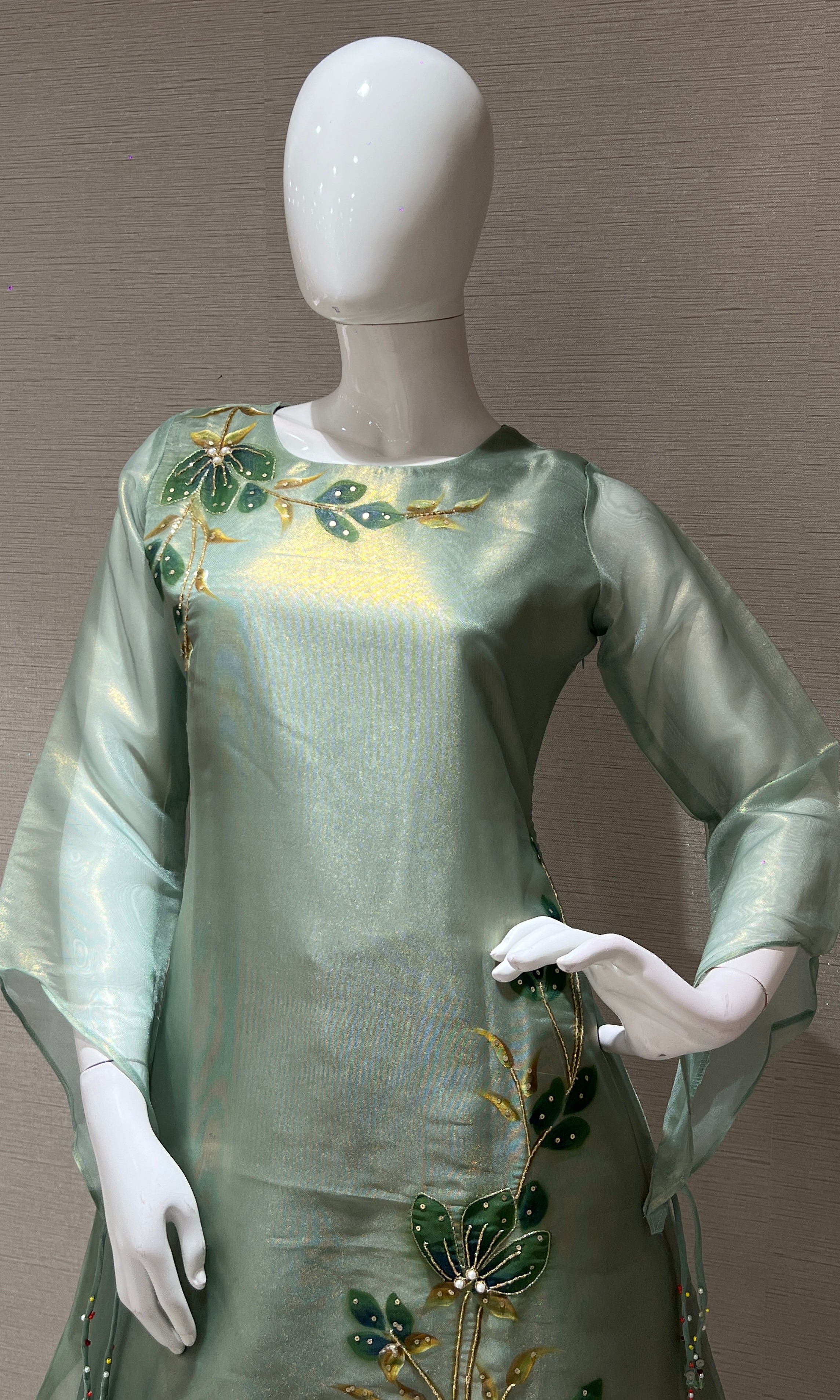 Sea Green Floral Cord Set